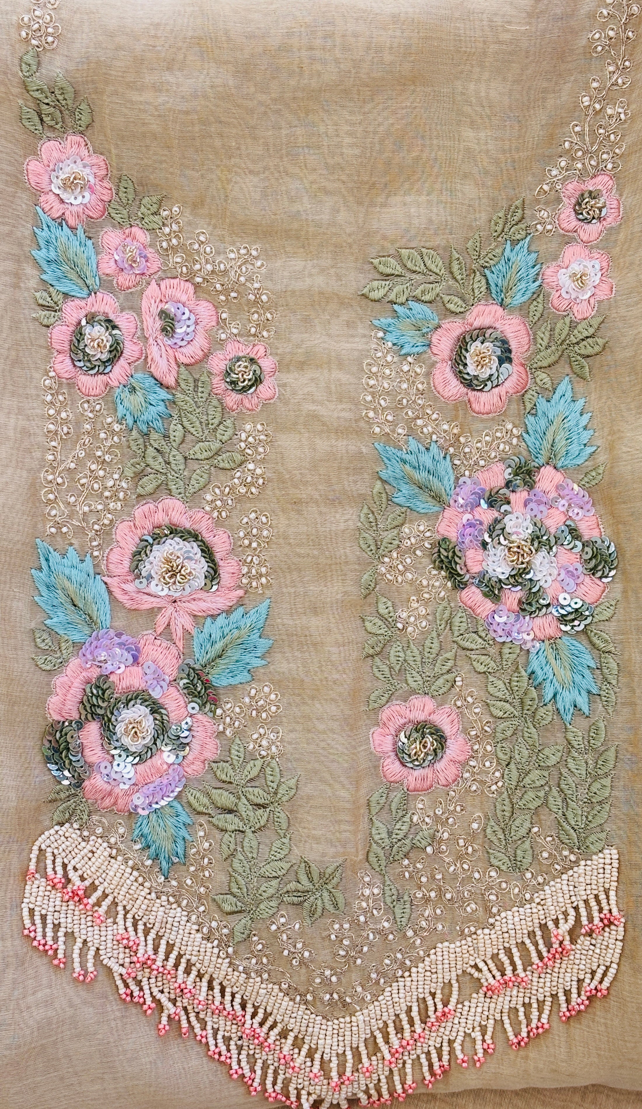 Designer Floral Threadwork Dress Material