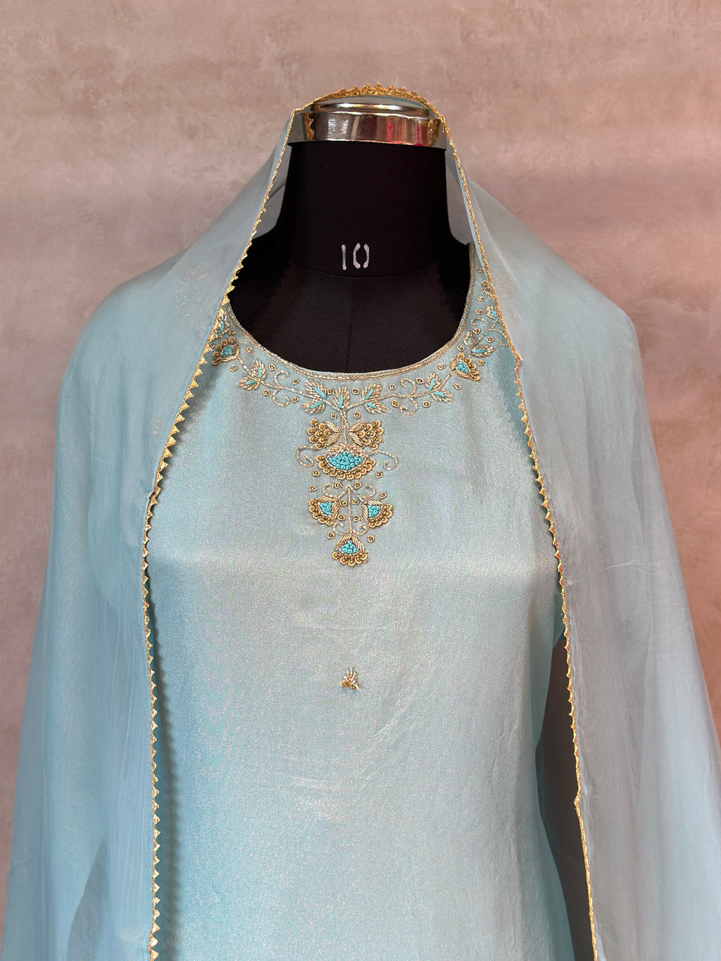 PURE ZARI TISSUE HANDWORK SUIT SET