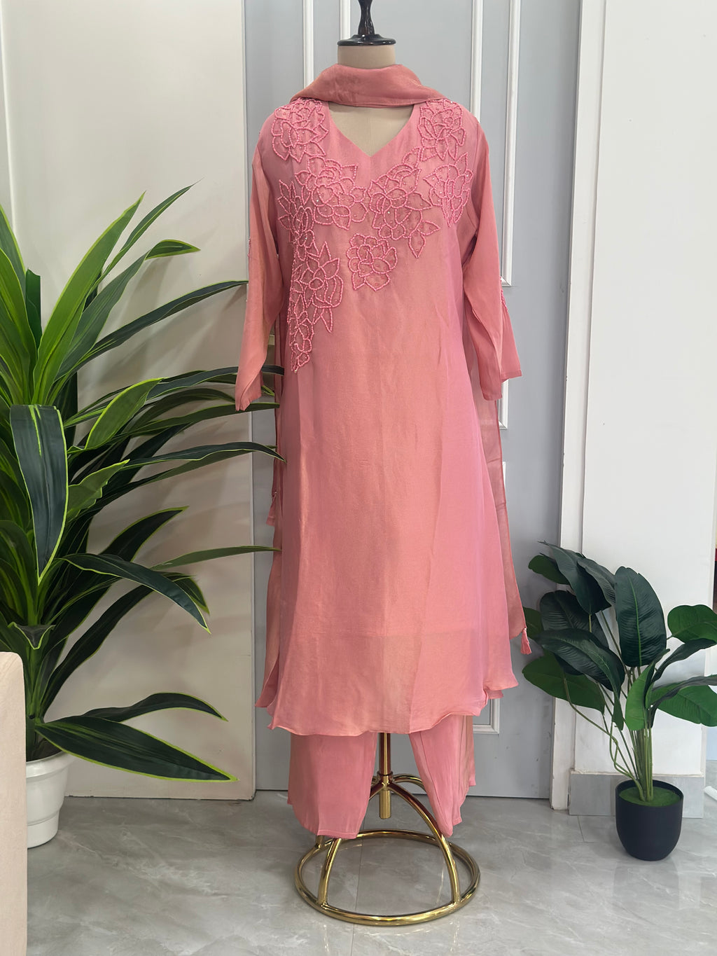 Designer Floral Handwork Palazzo Set