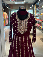 PURE CHINON HEAVY HANDWORK ANARKALI SUIT