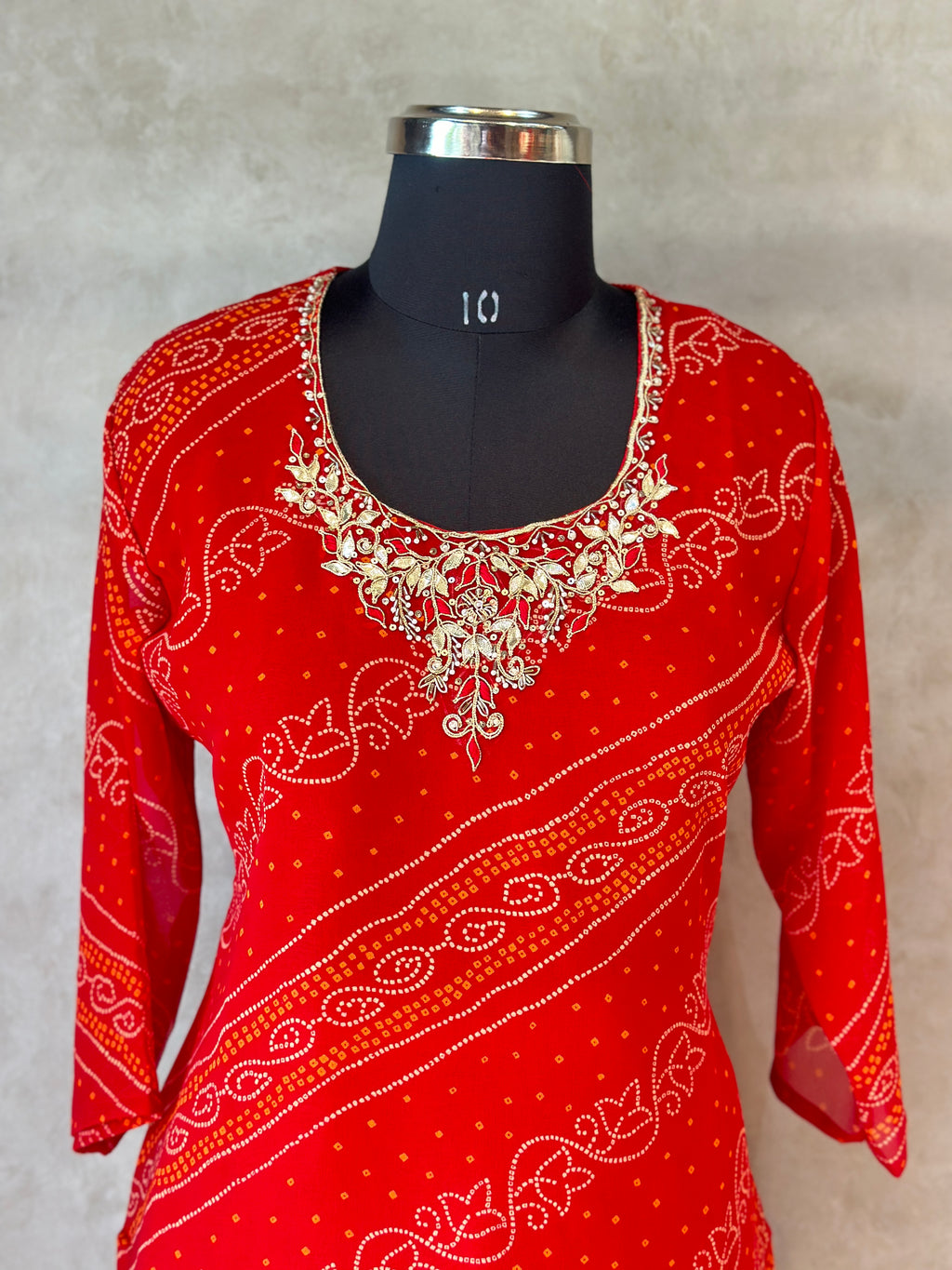 ZARDOSI HANDWORK BHANDEJ SUIT SET