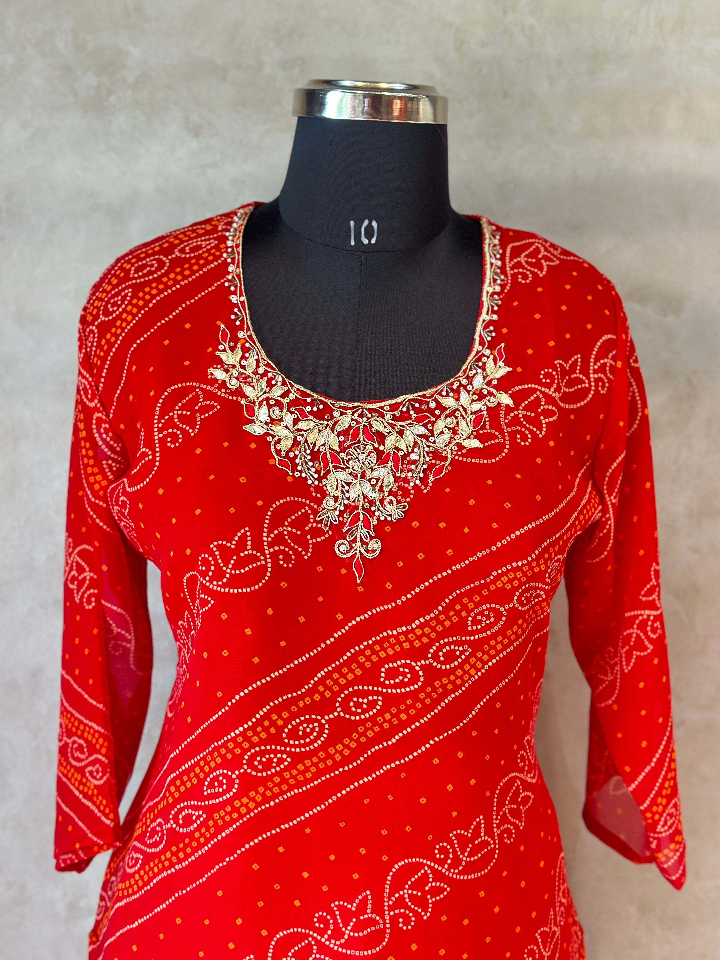 ZARDOSI HANDWORK BHANDEJ SUIT SET