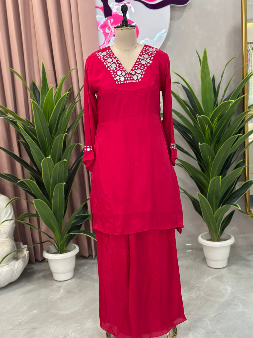 Orignal Mirror Work A-line Kurta Set