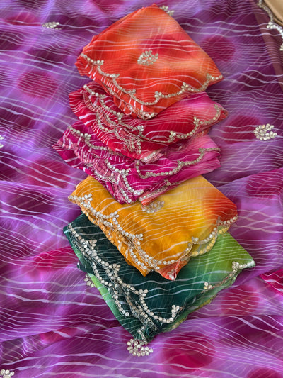 Premium Leheriya Gotapatti Handwork Saree
