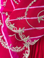 Traditional Rani Pink Handwork Gown with Dupatta
