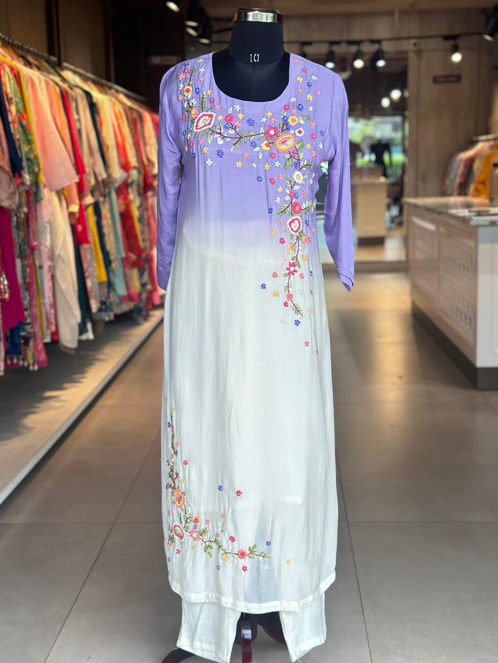 EMBROIDERED PURE CHINON SUIT SET