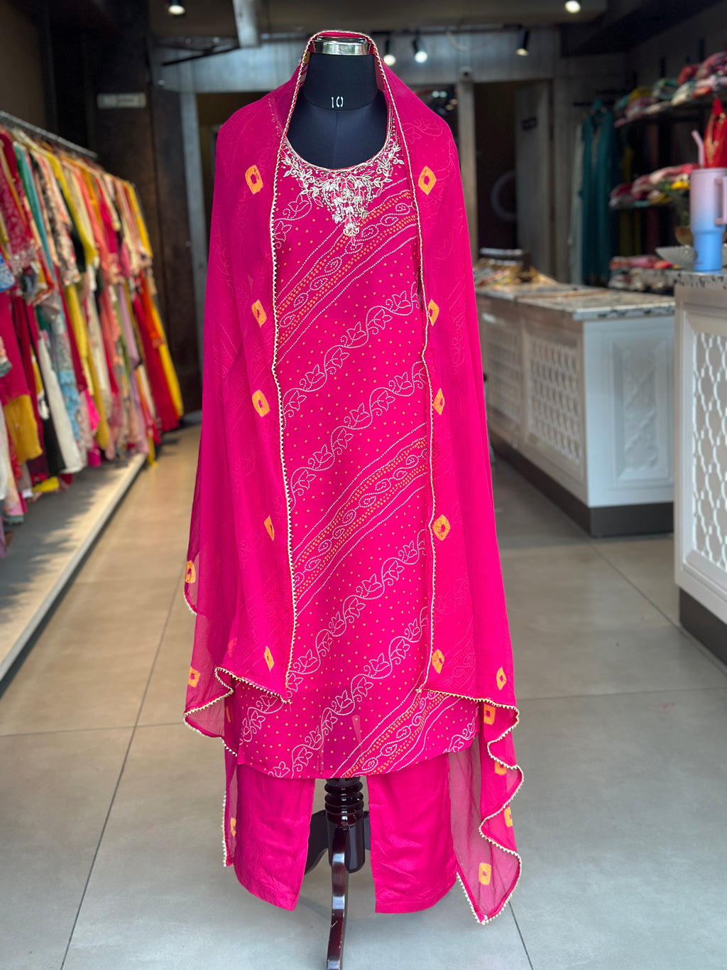 ZARDOSI HANDWORK BHANDEJ SUIT SET