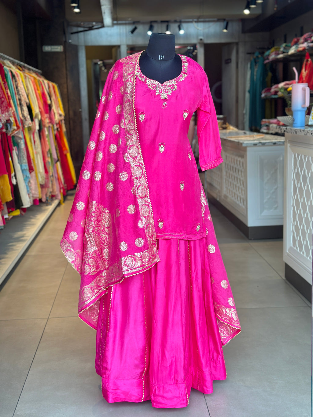 BEAUTIFUL ZARDOSI HANDWORK SKIRT SET