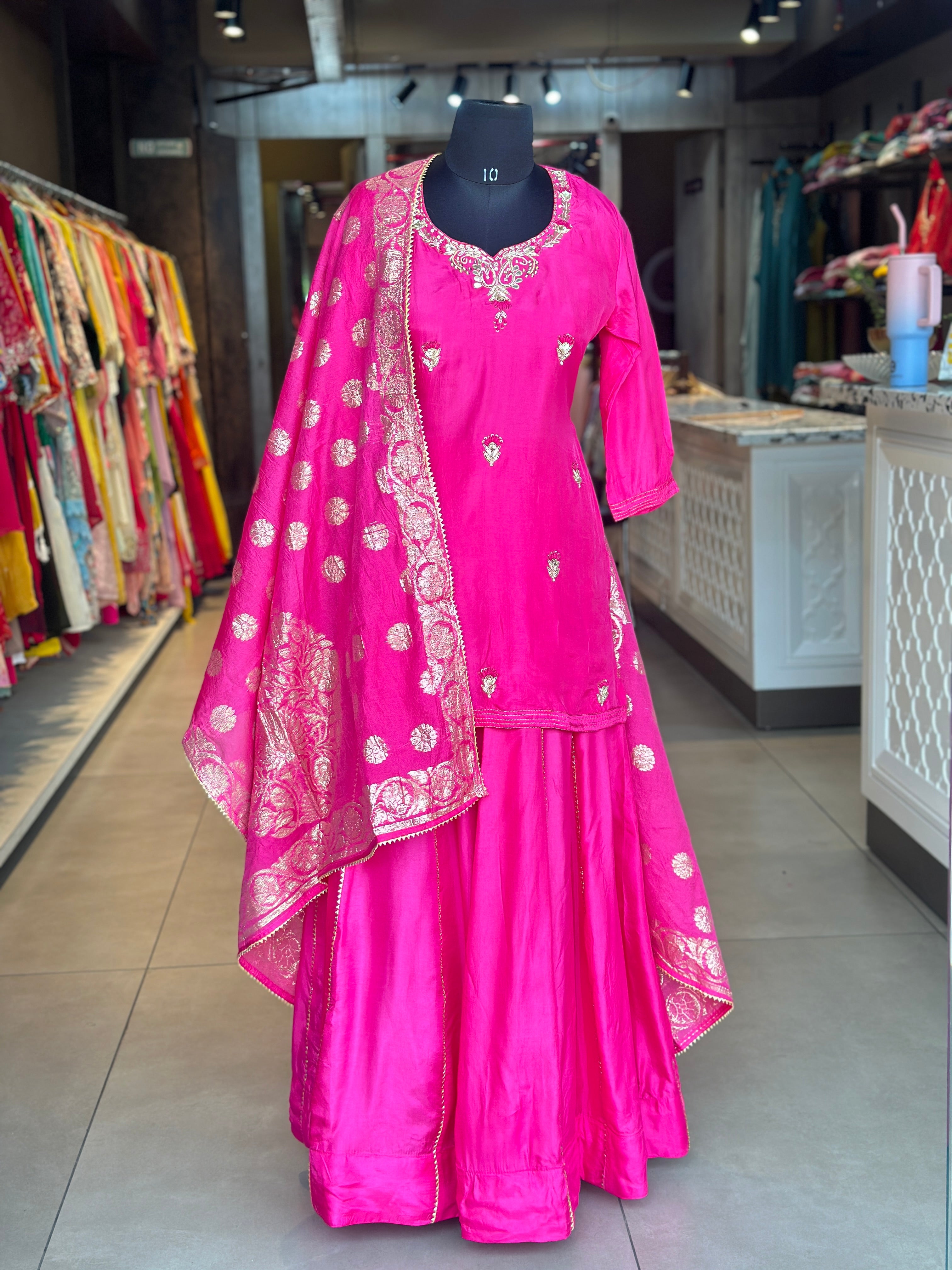 BEAUTIFUL ZARDOSI HANDWORK SKIRT SET