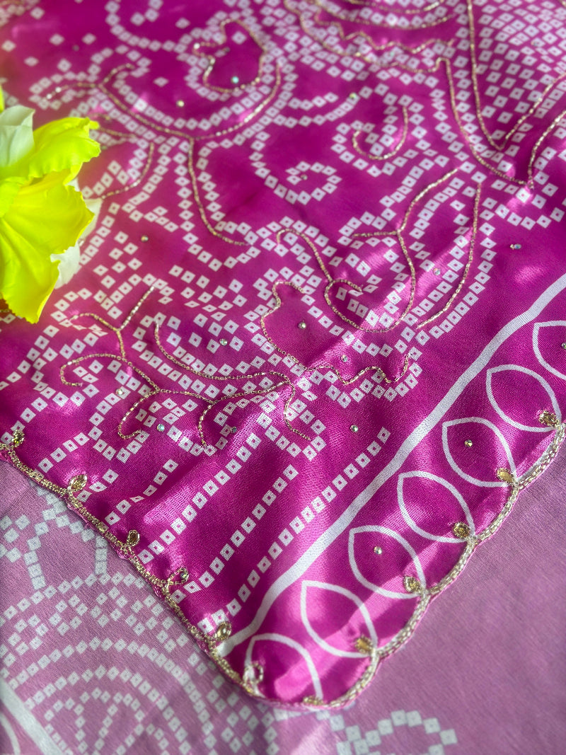 Bhandej handwork saree