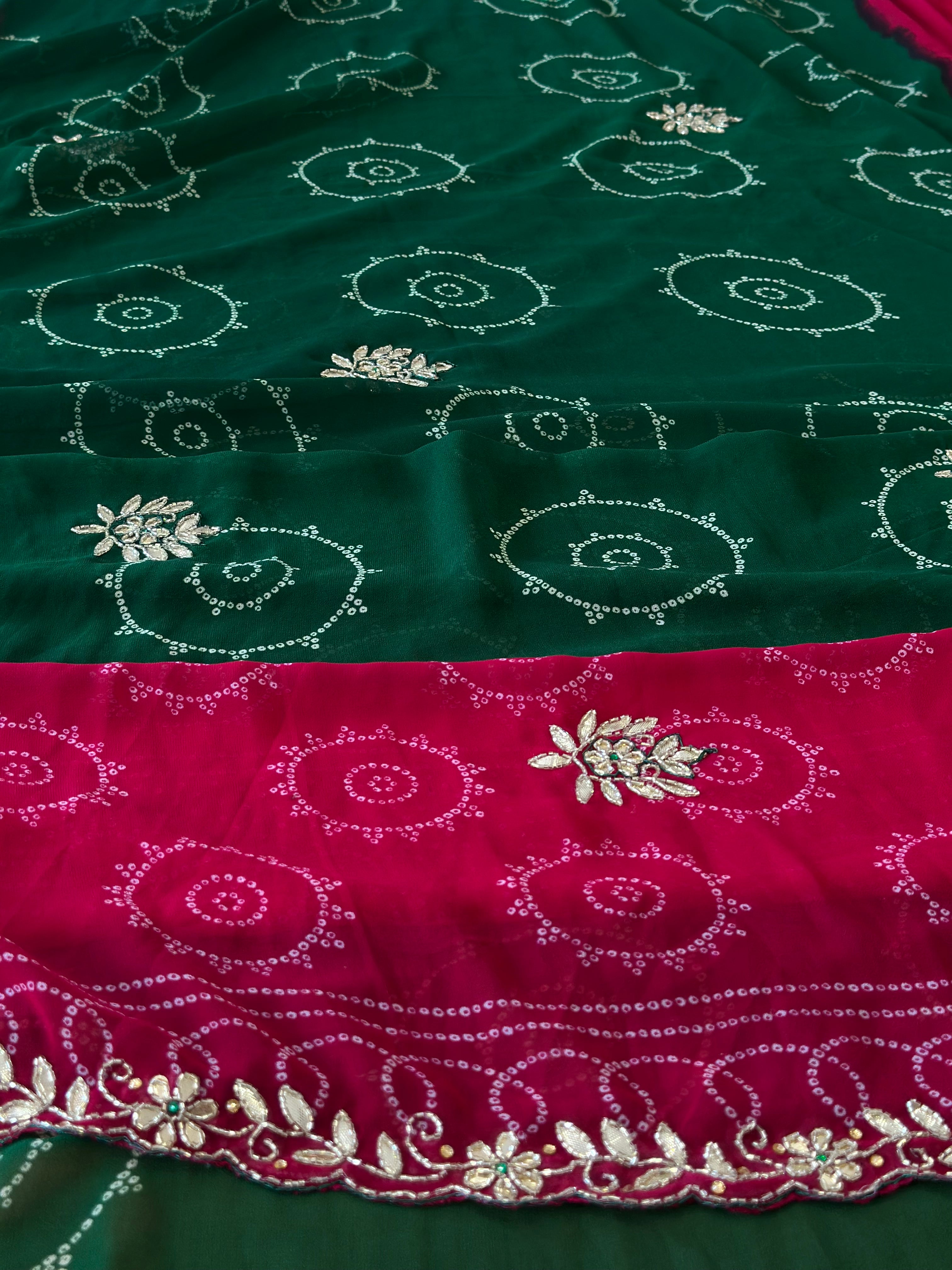 Royal Bandhani Saree with Handwork Border Detailing