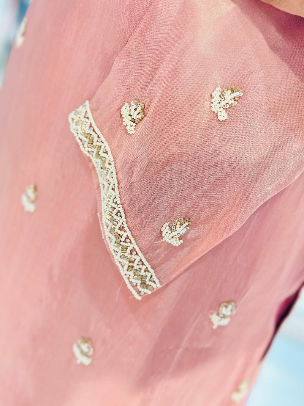 PURE ZARI TISSUE HANDWORK STRAIGHT SUIT SET