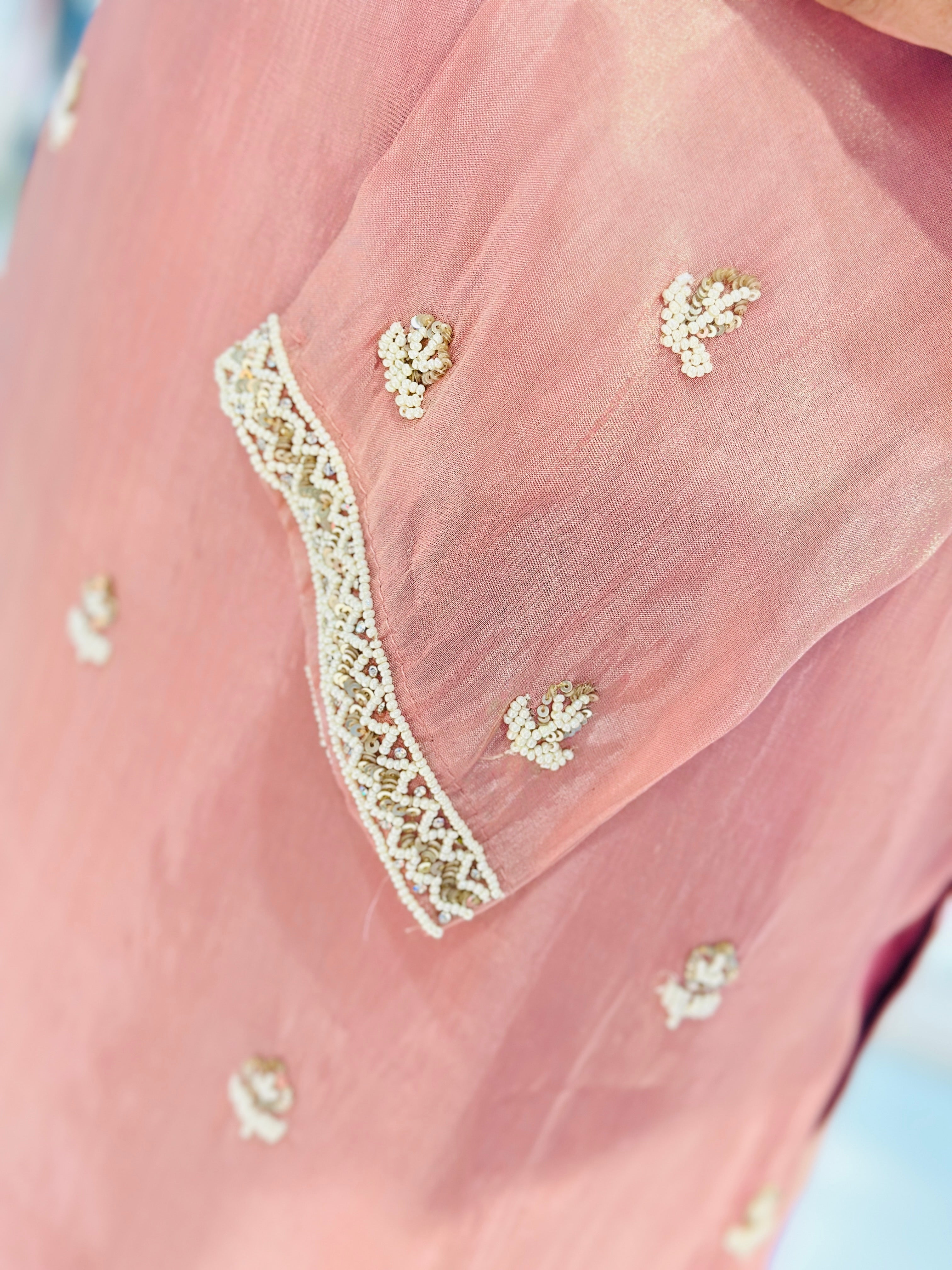 PURE ZARI TISSUE HANDWORK STRAIGHT SUIT SET
