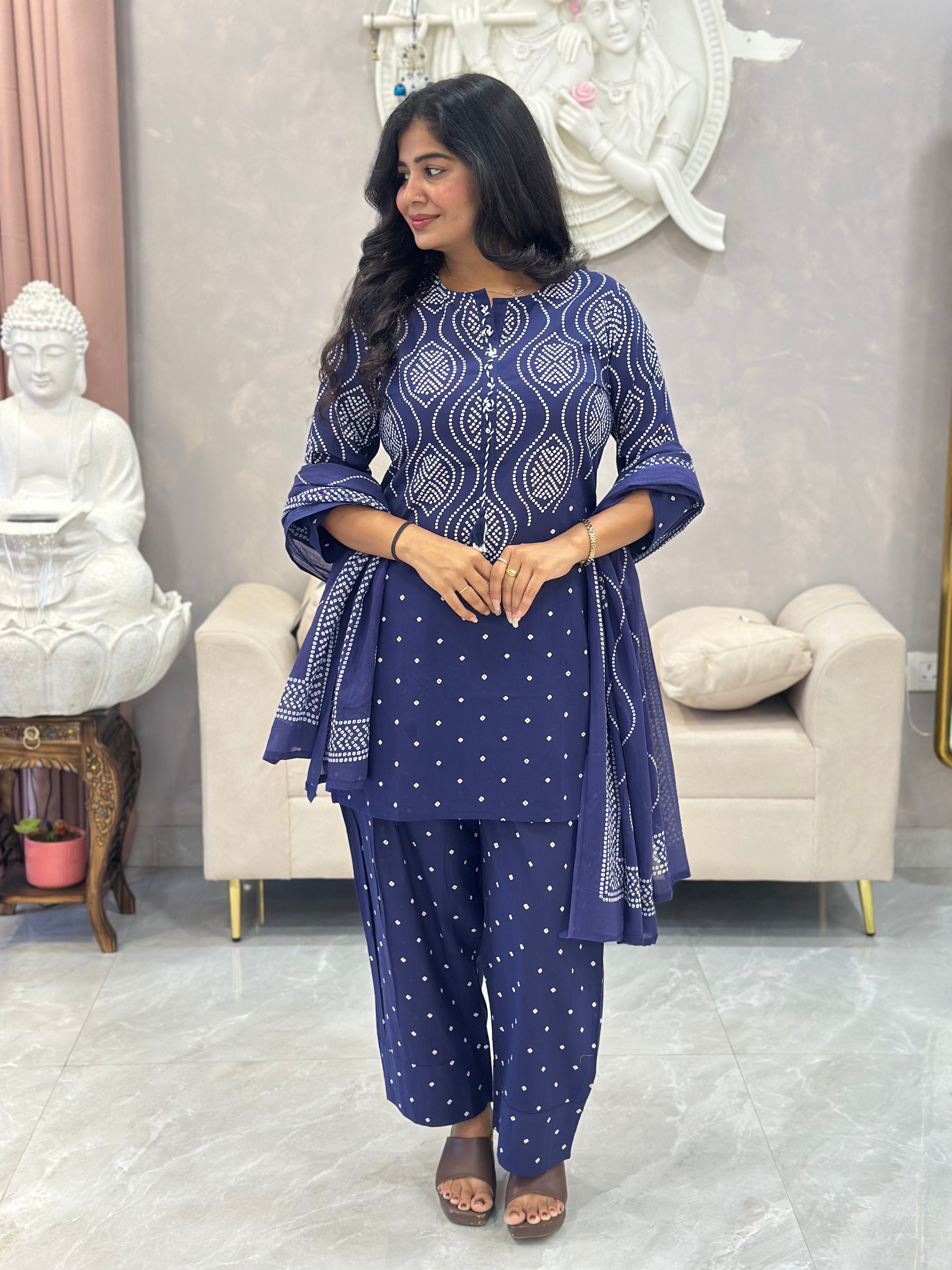 Traditional Bandhej Print Farshi Kurta Set