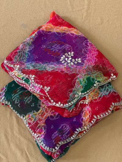 Rajwadi Bandhej Saree (Pachrangi)
