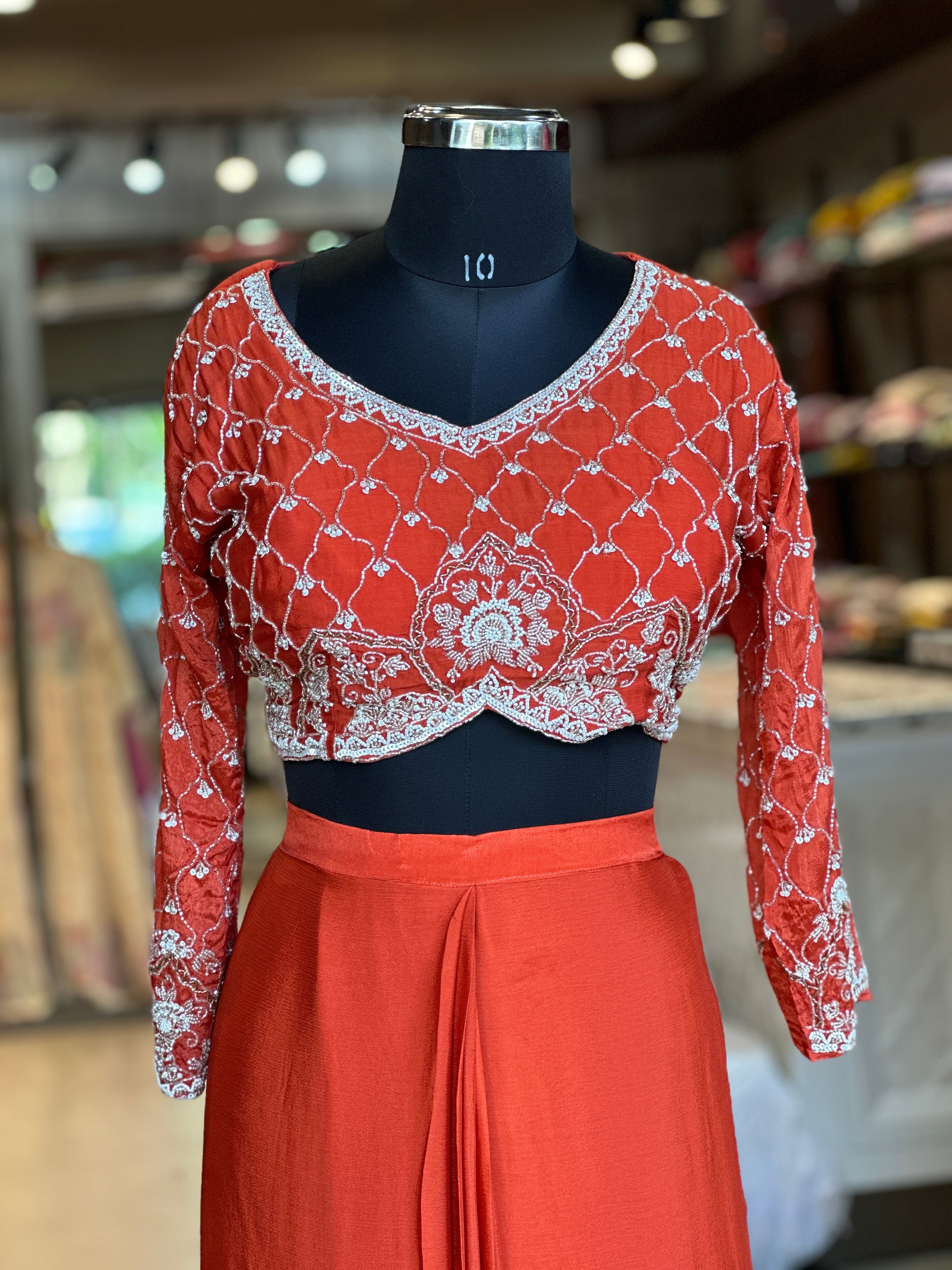 PRE DRAPPED HEAVY HANDWORK SAREE