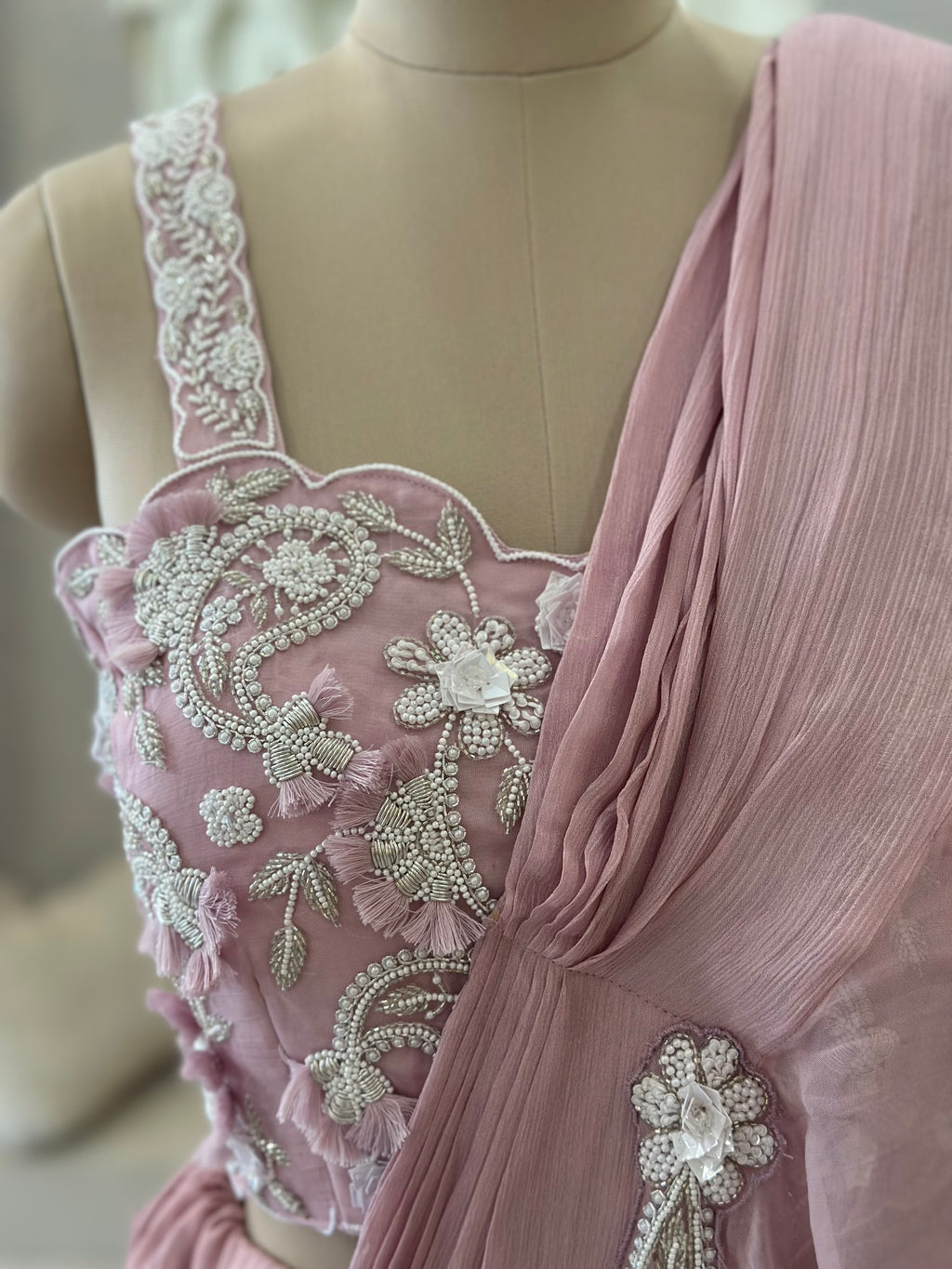 Designer Ruffle Drape Saree
