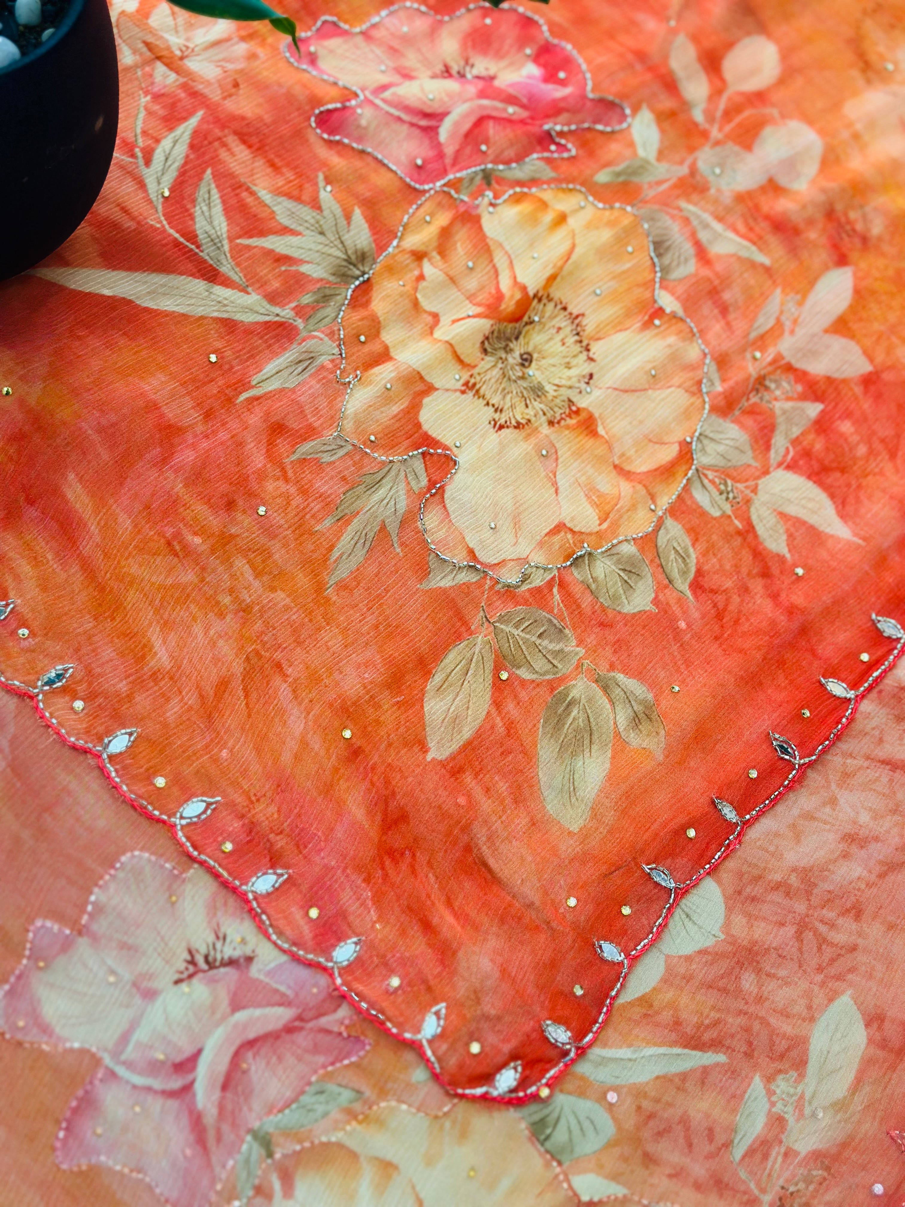 Pure Organza Handwork Suit Set (Unstitched)