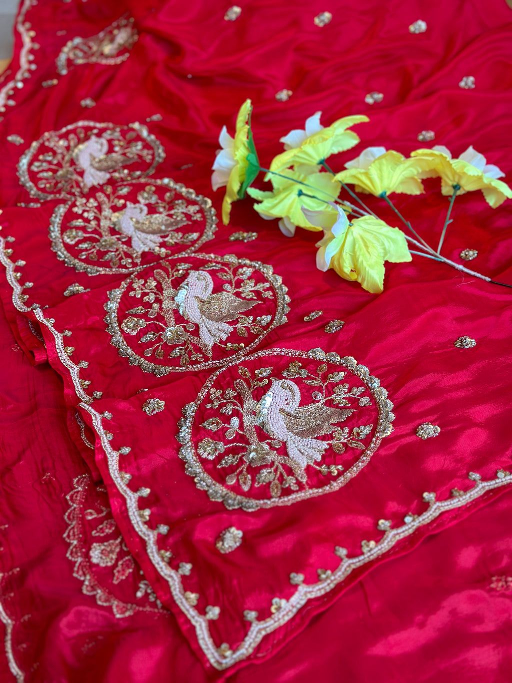 KARWACHOUTH SPECIAL HANDWORK SAREE
