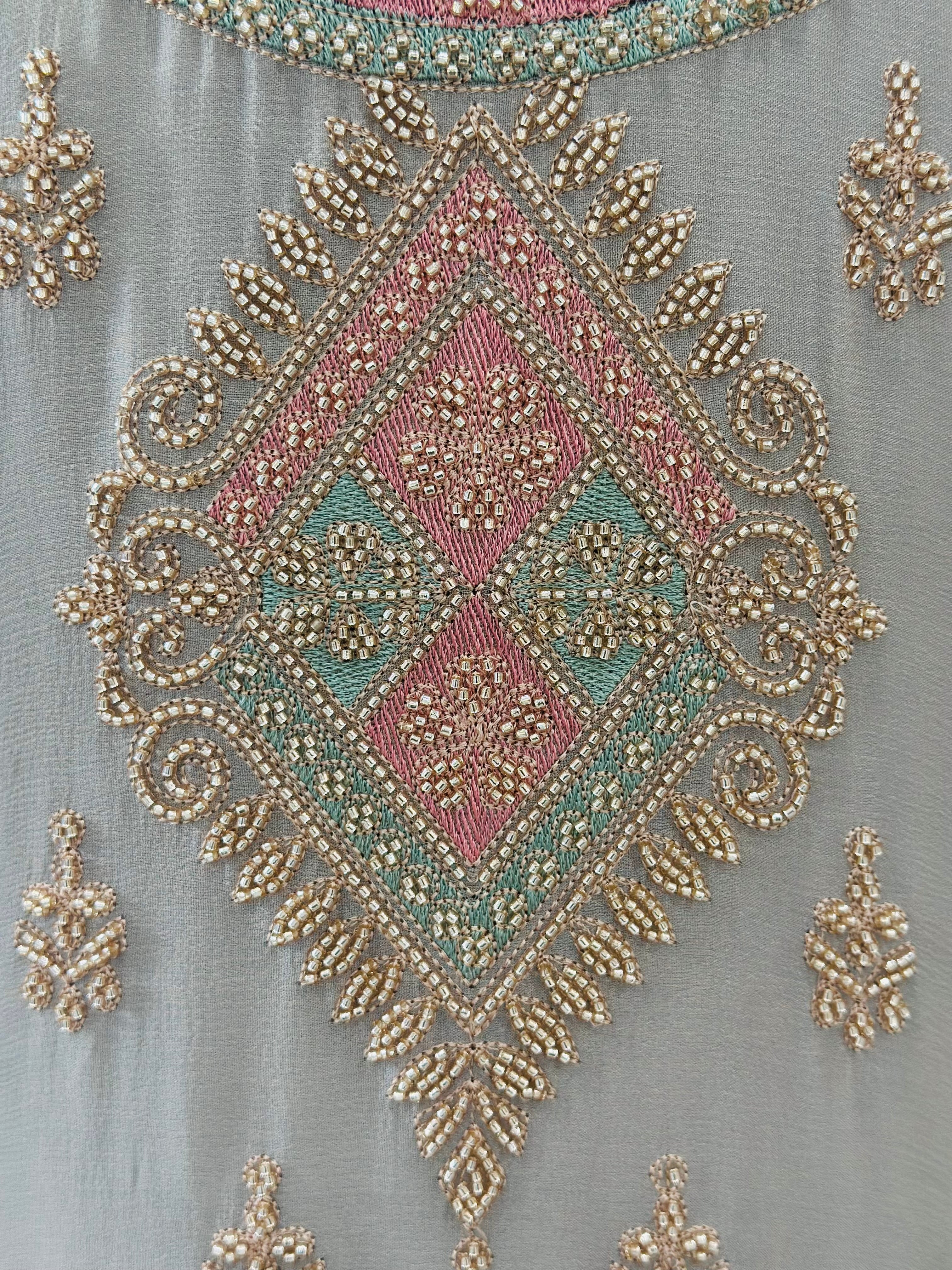 Elegant Grey Handwork Kurta Set