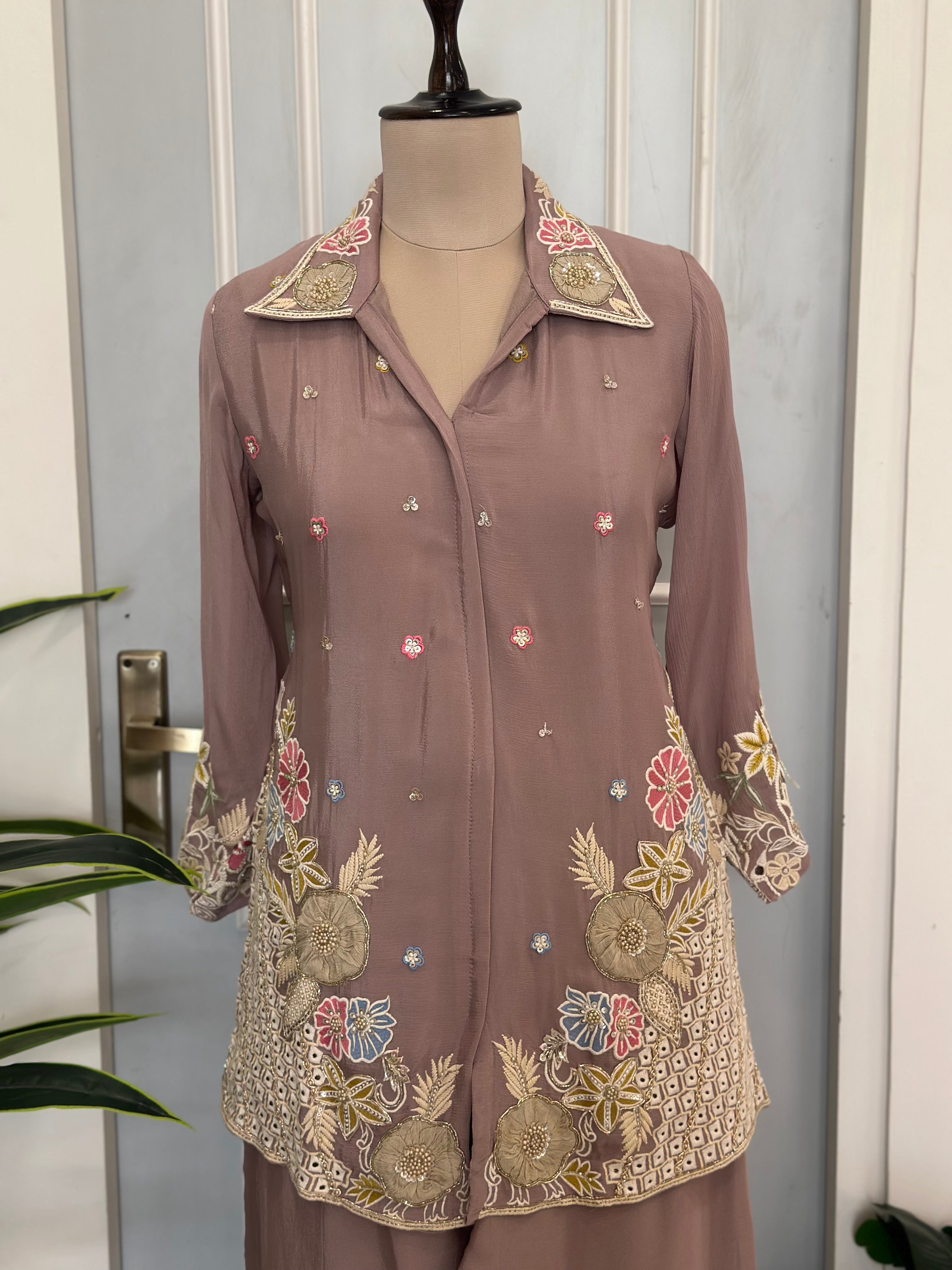 Floral Embroidered Jacket & Palazzo Co-ord Set ✨