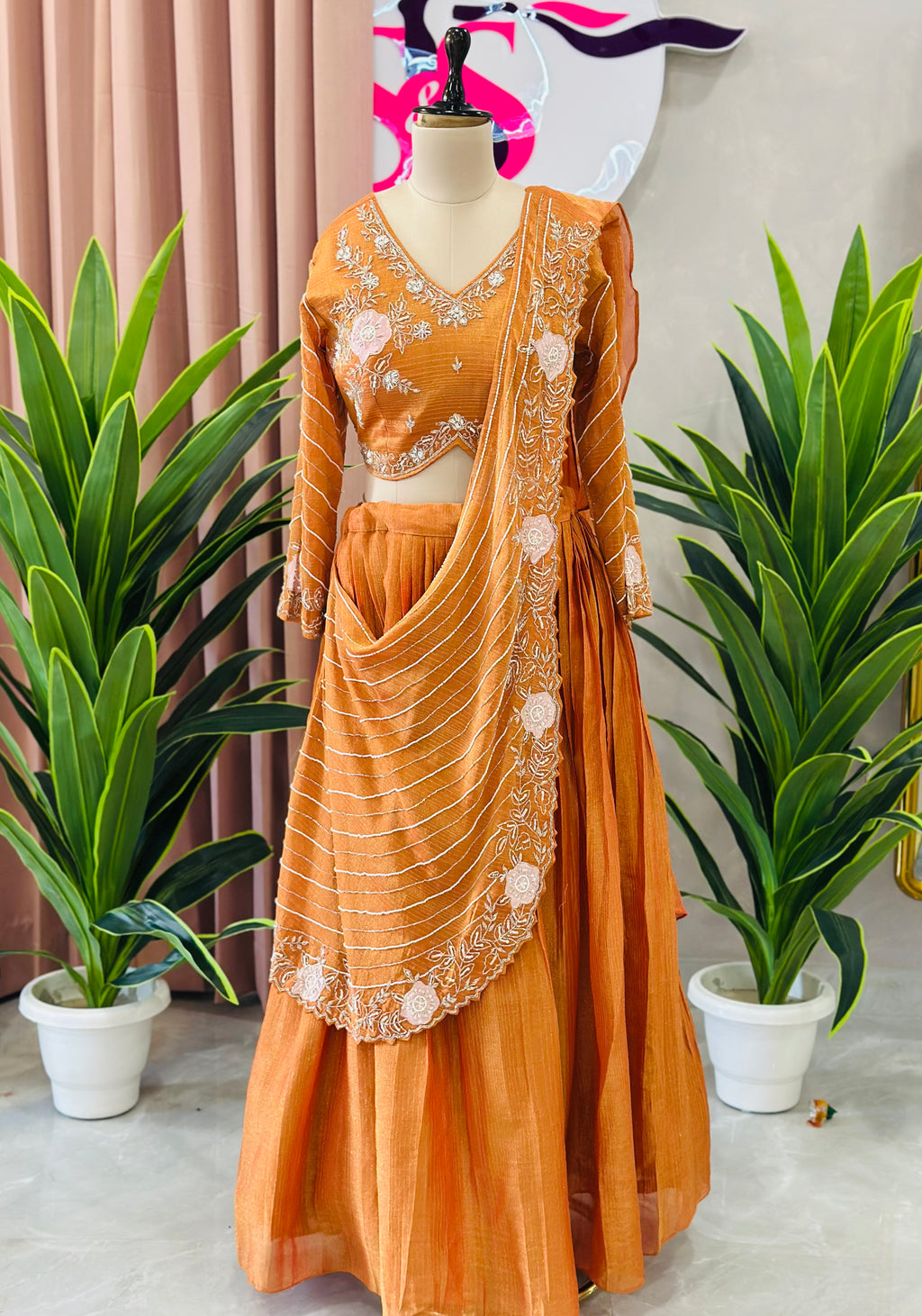 Premium Handwork Drape Style Skirt Set