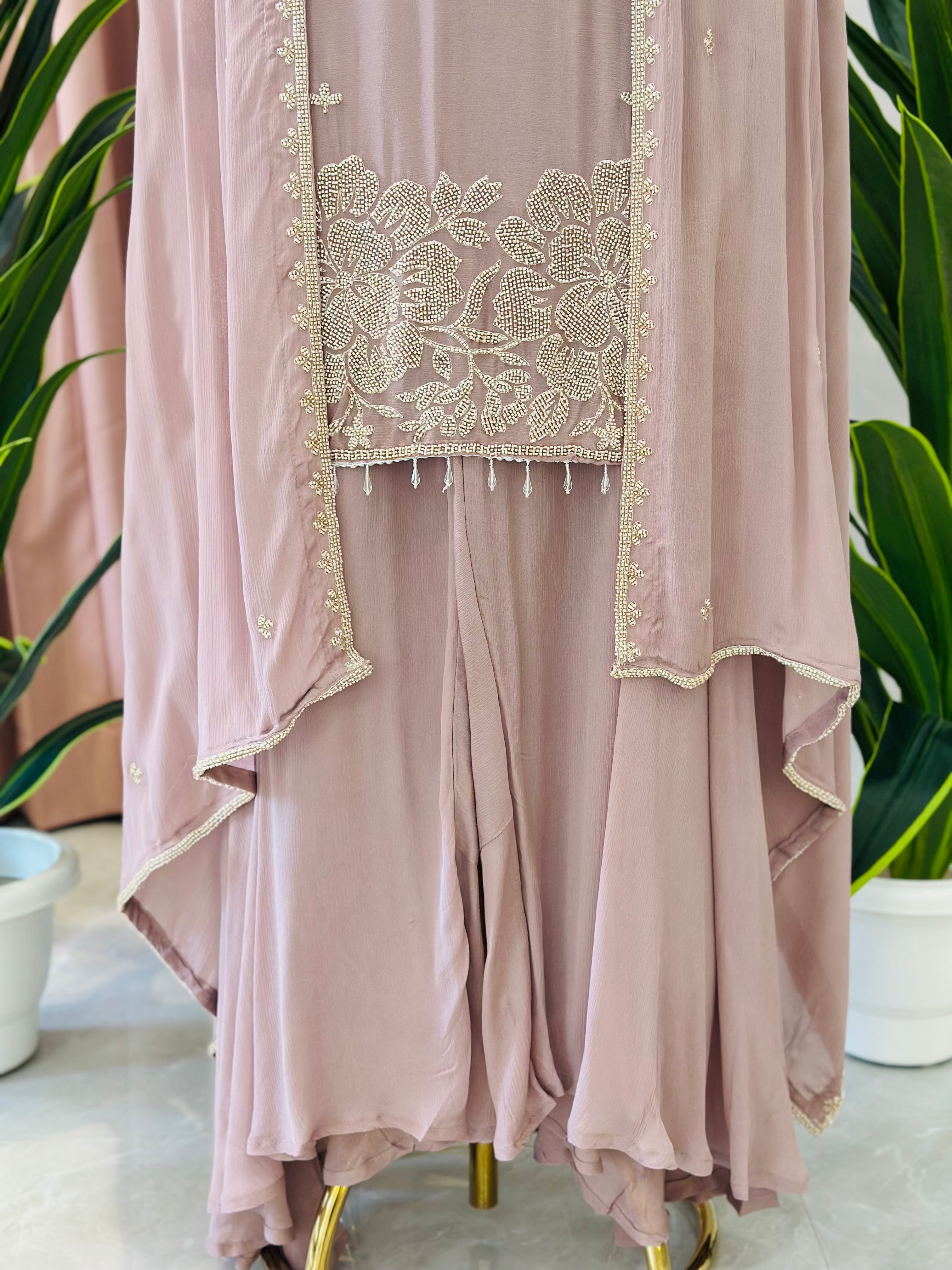 Beautiful Plazo Set With Handwork Detailing