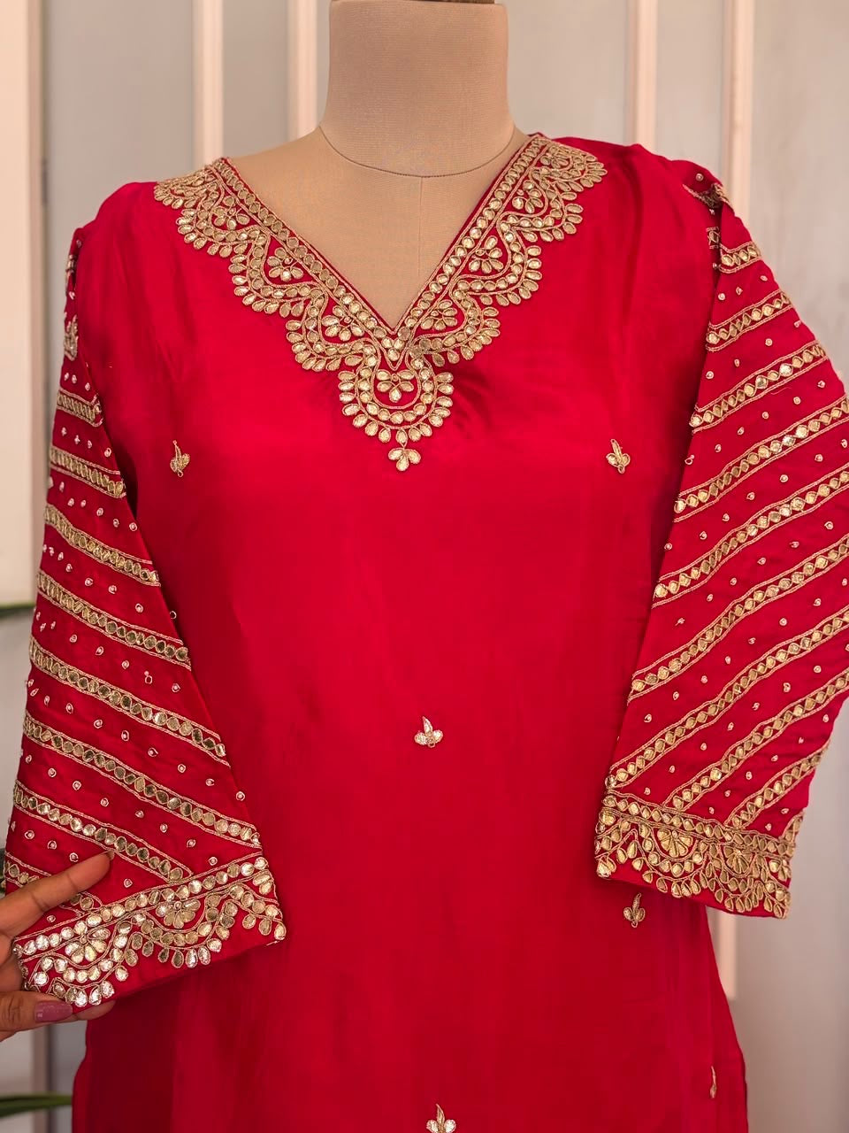 ❤️ Karwa Chauth Special Handwork Kurta Skirt Dupatta Set ❤️