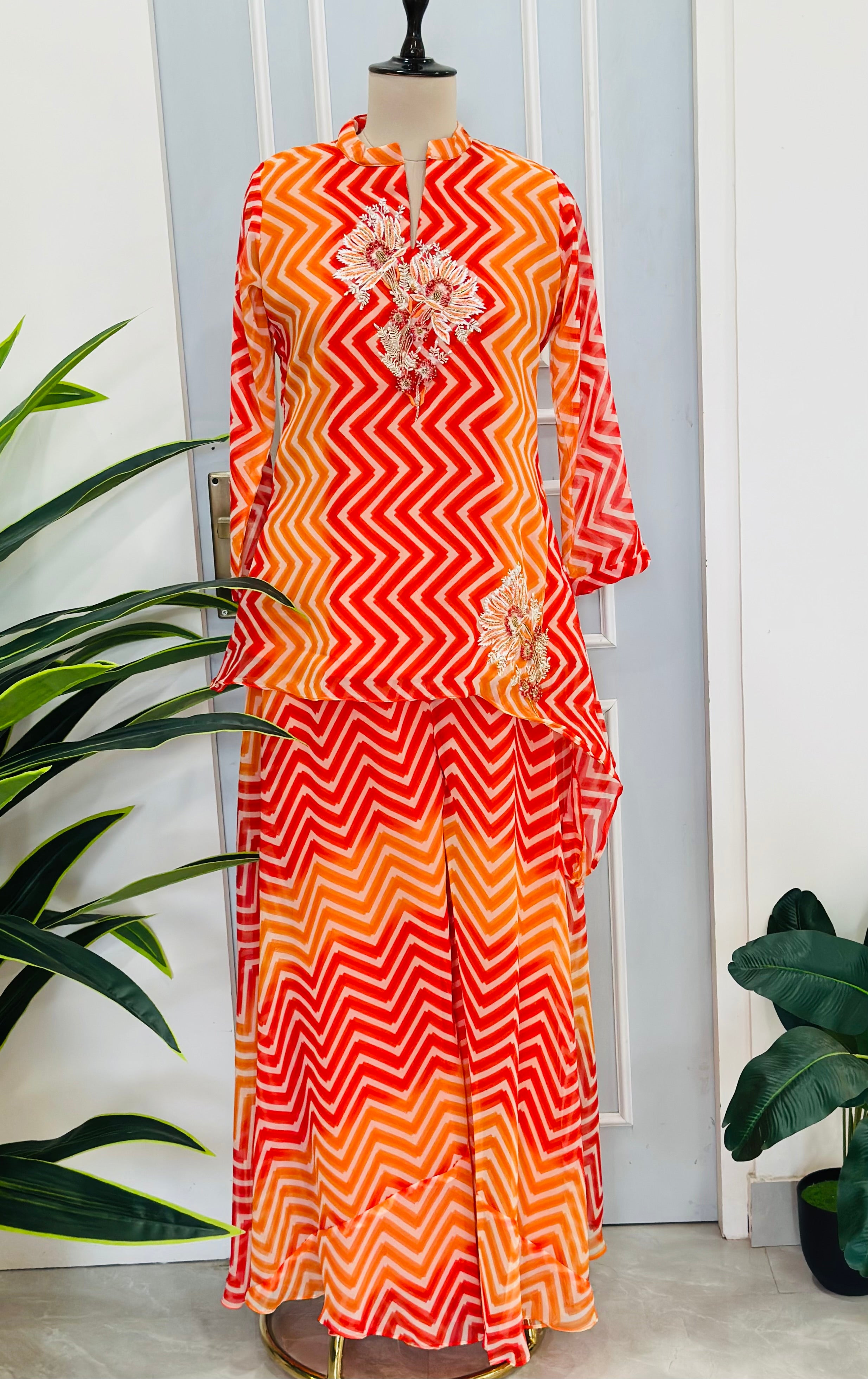 Leheriya Print Palazzo Co-ord Set
