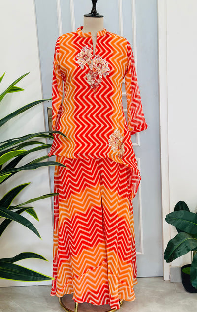 Leheriya Print Palazzo Co-ord Set