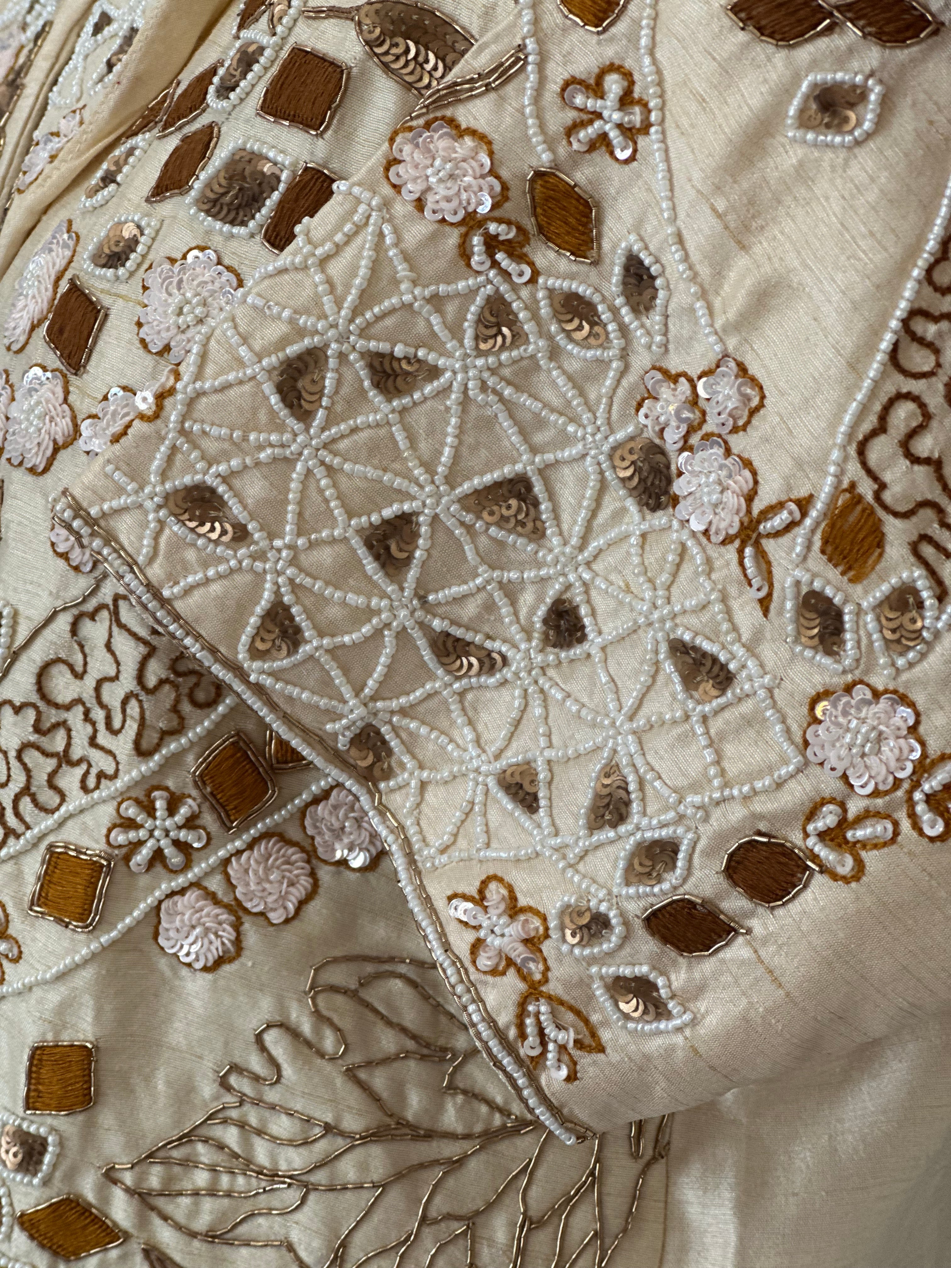 Designer Ivory Jacket with Draped Dhoti