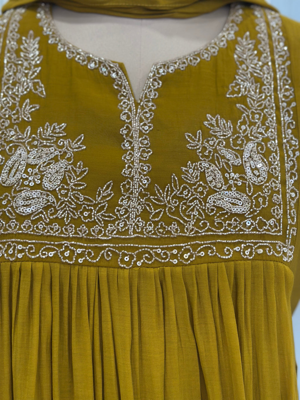 Beautiful Anarkali In Pure Mal Chanderi With Handwork