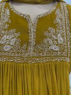 Beautiful Anarkali In Pure Mal Chanderi With Handwork