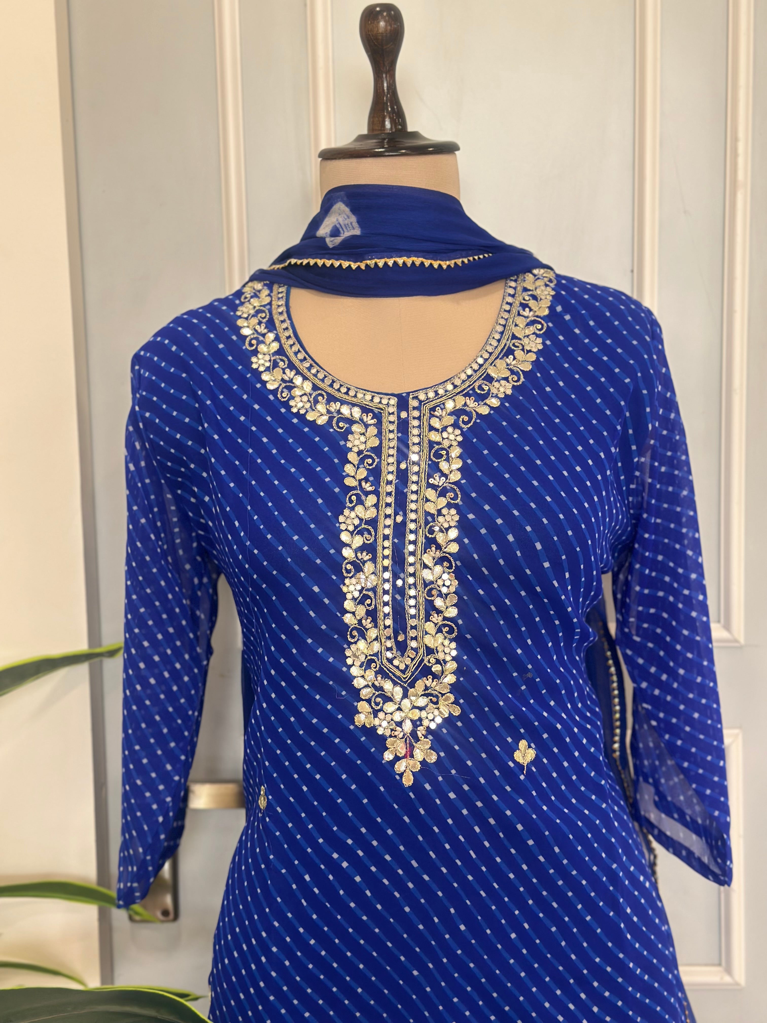 Elegant Gota Work Leheriya Suit Set
