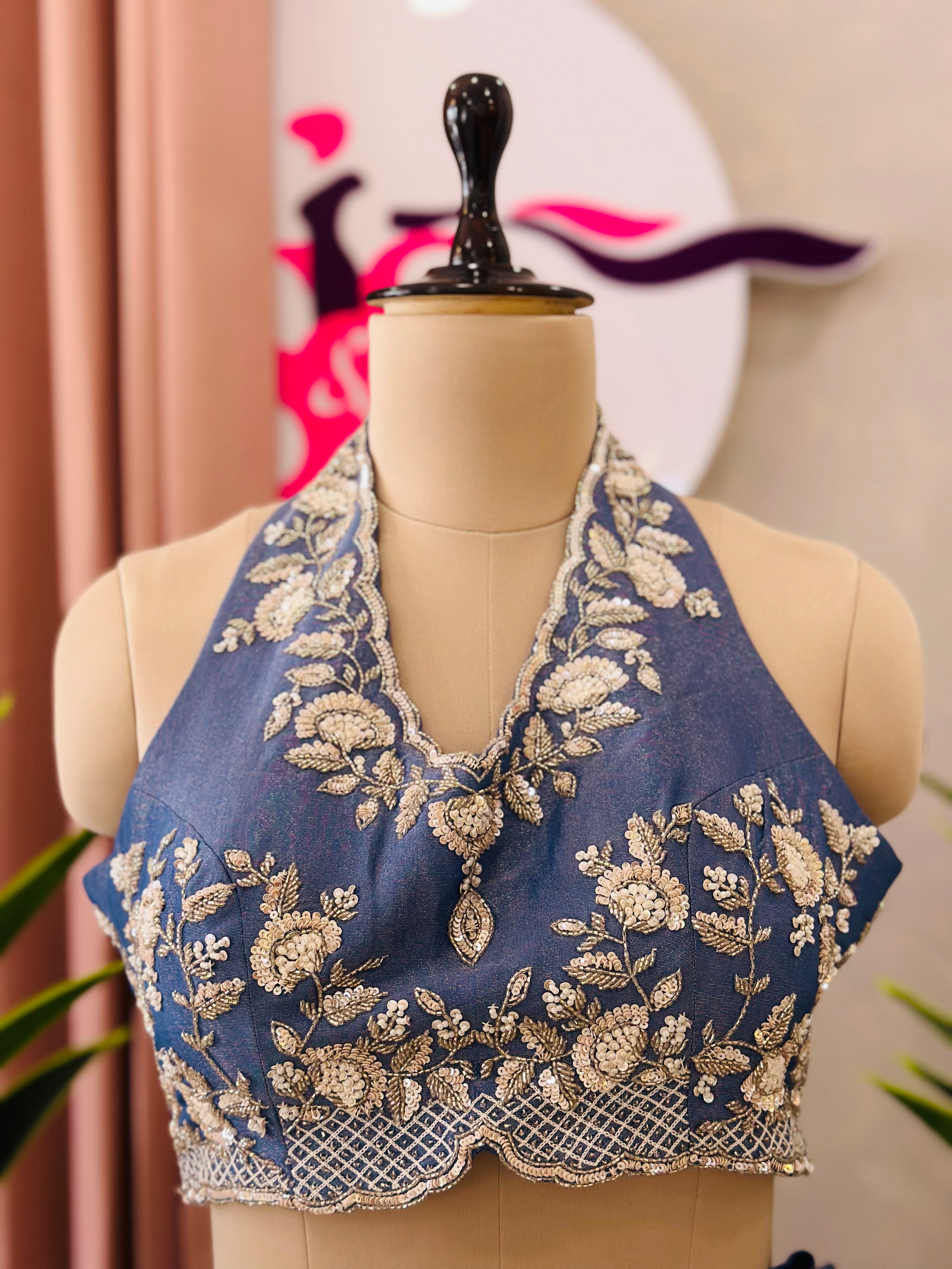 Halter Neck Handwork Co-ord Set
