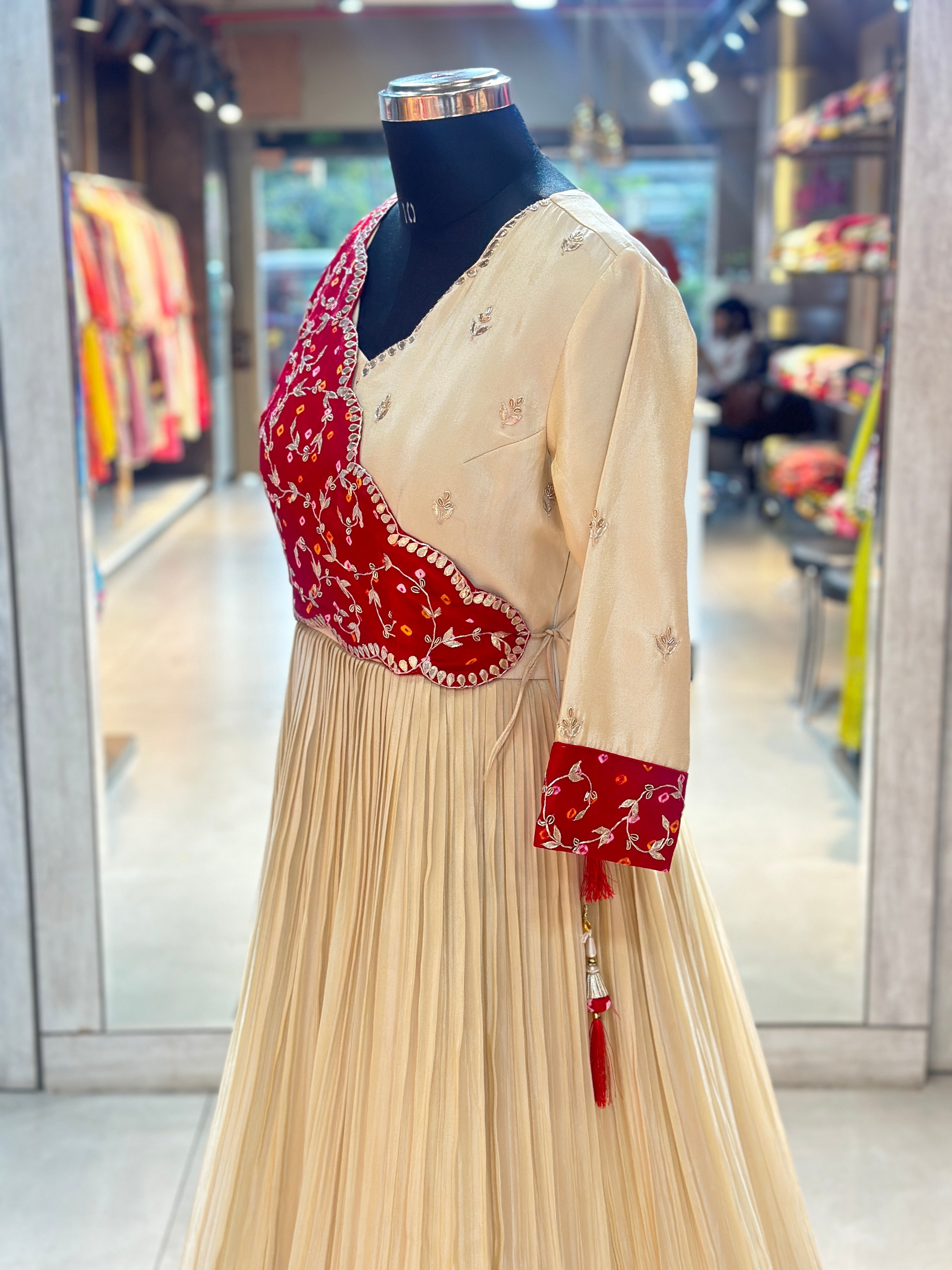 TRADITIONAL PURE ZARI TISSUE HANDWORK GOWN