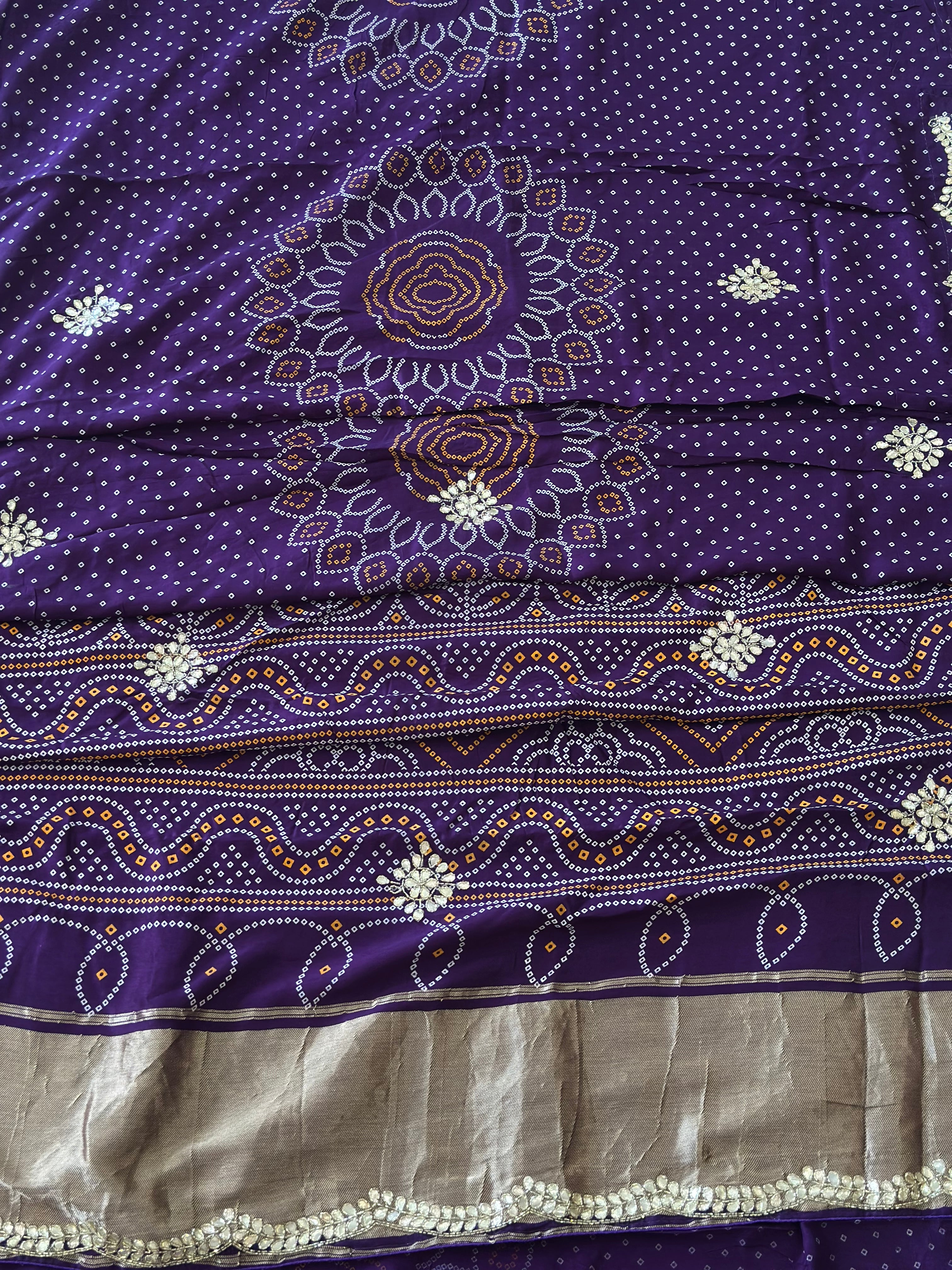 ✨Royal Bandhej Saree with Premium Gota Patti Detailing ✨