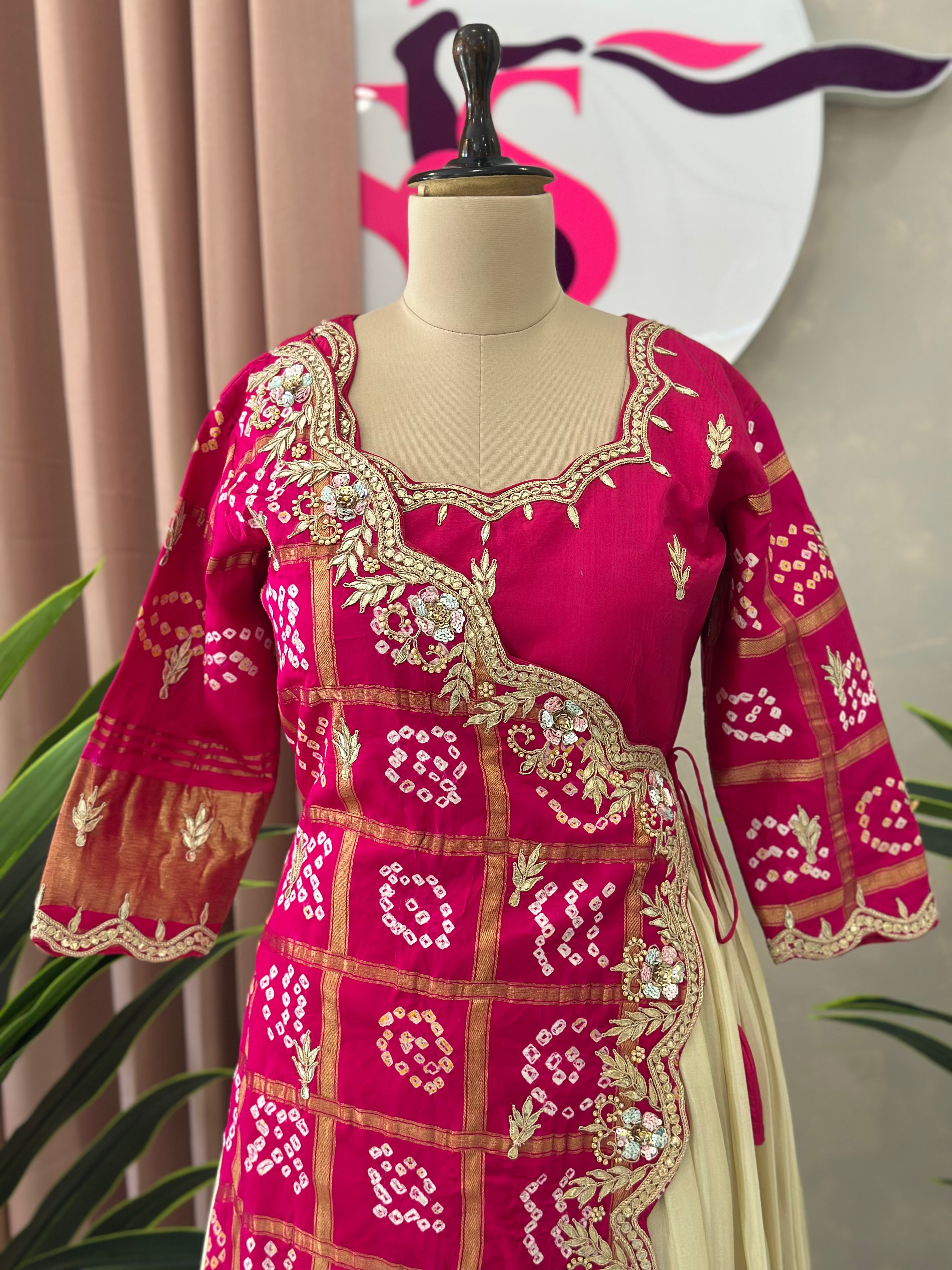 Angrakha Style Handwork Skirt Set
