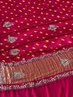 🌸 Shahi Bandhej Saree with Handcrafted Gota Patti Detailing🌸