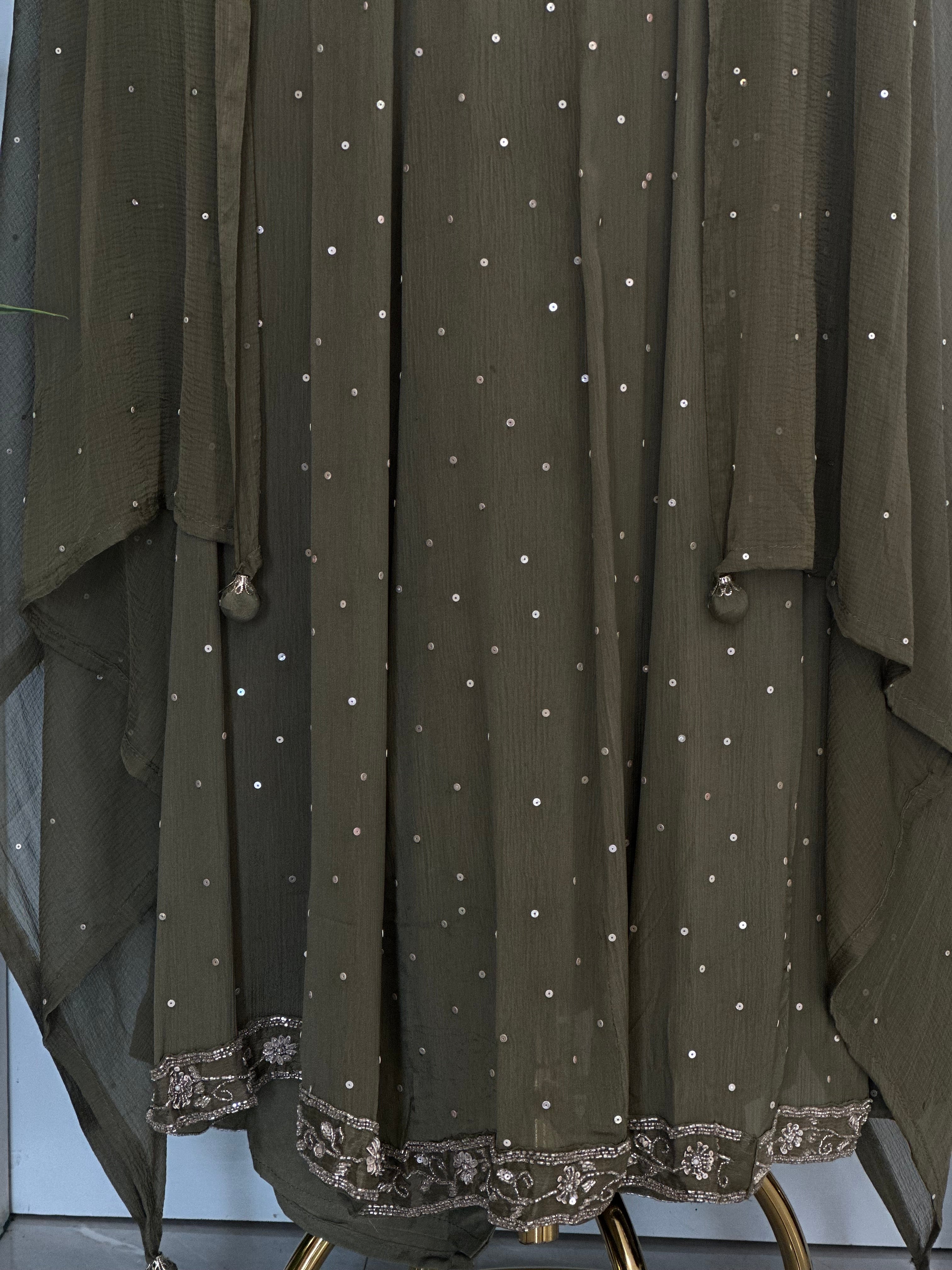 ✨Olive Handworked Anarkali Suit Set with Dupatta✨