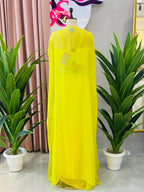 Pastel Floral Handwork Lehenga with Flowing Cape