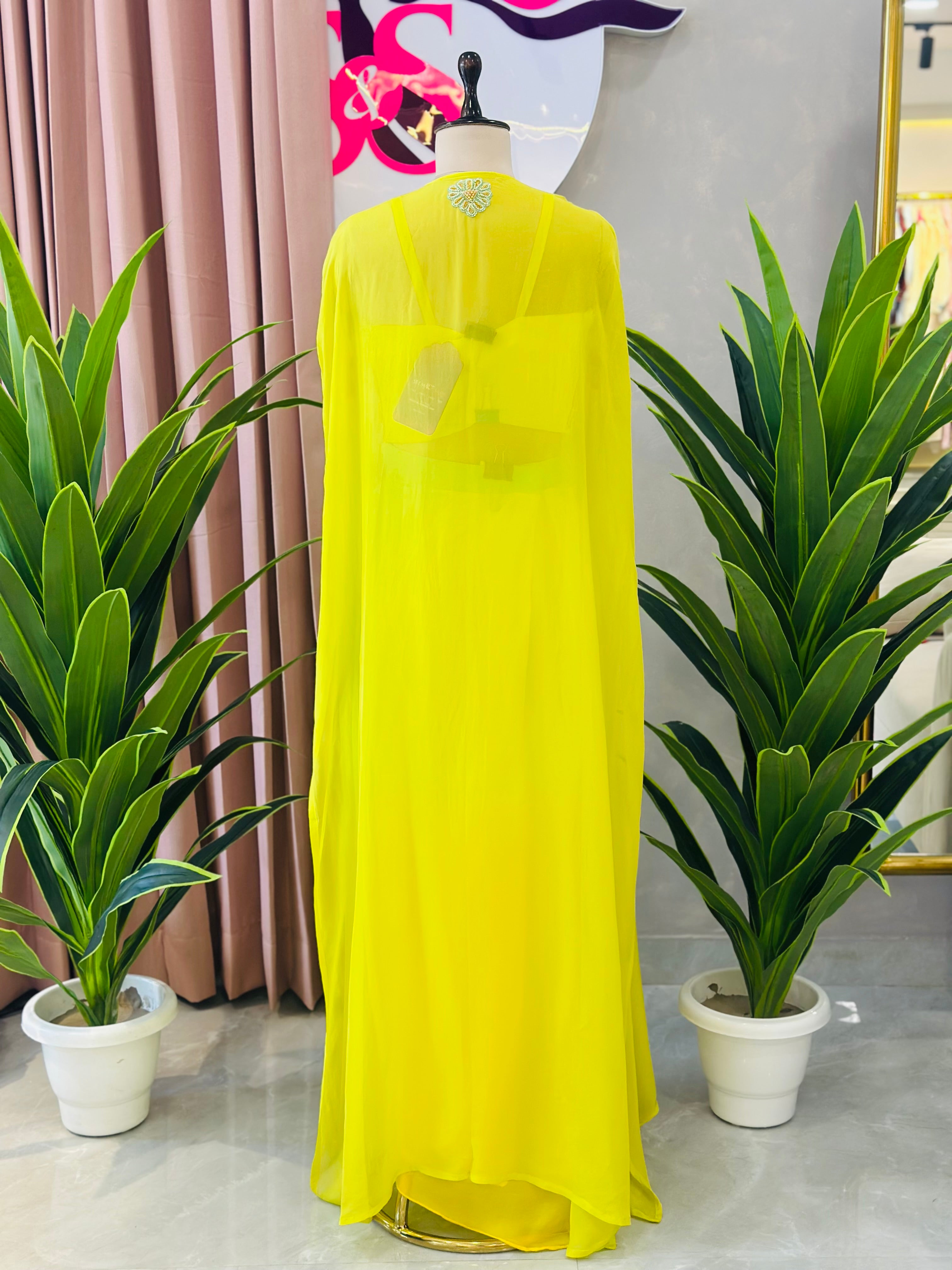 Pastel Floral Handwork Lehenga with Flowing Cape