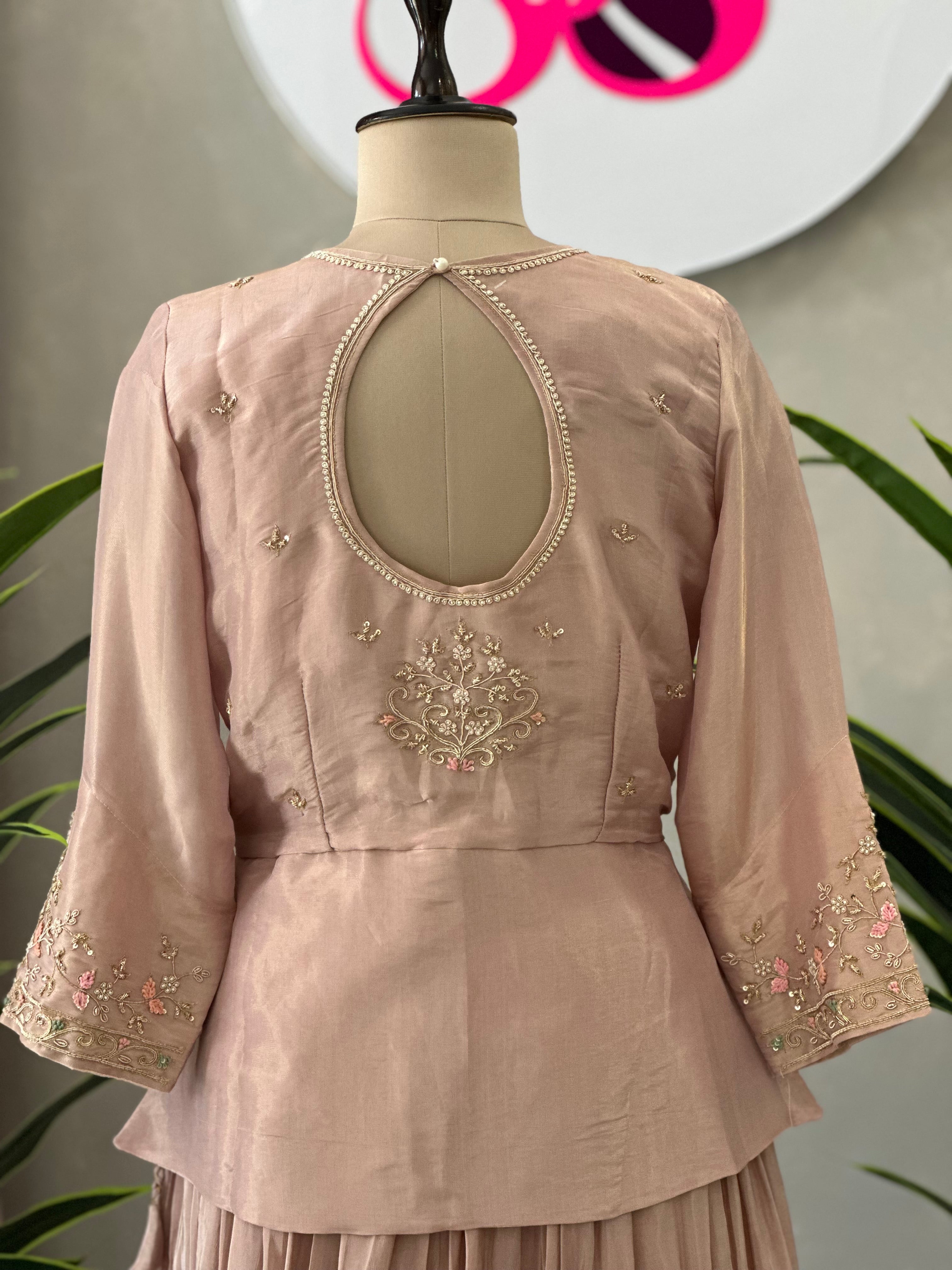 Premium Handwork Pure Zari Tissue Skirt Set