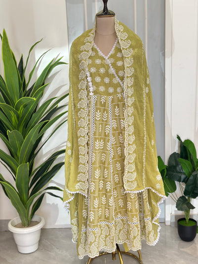 Chikankari Suit In Anarkali Pattern