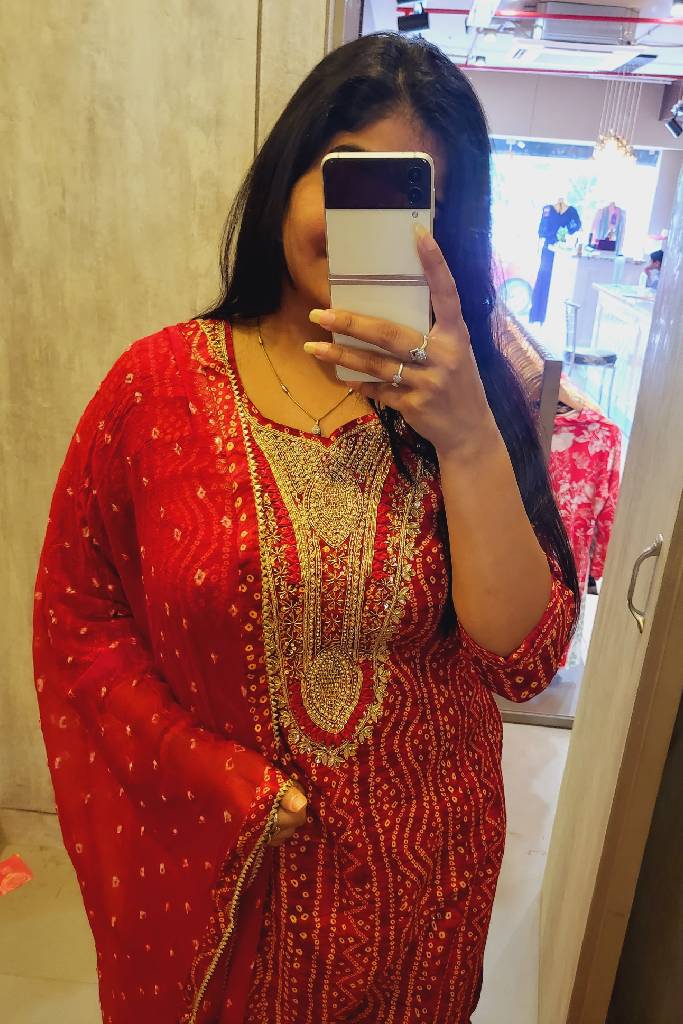 Handwork Bhandhej Shrara Suit