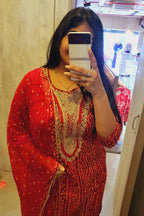 Handwork Bhandhej Shrara Suit