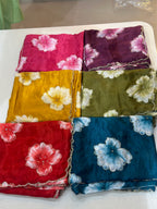 PURE CHINON FLORAL HANDWORK SAREE