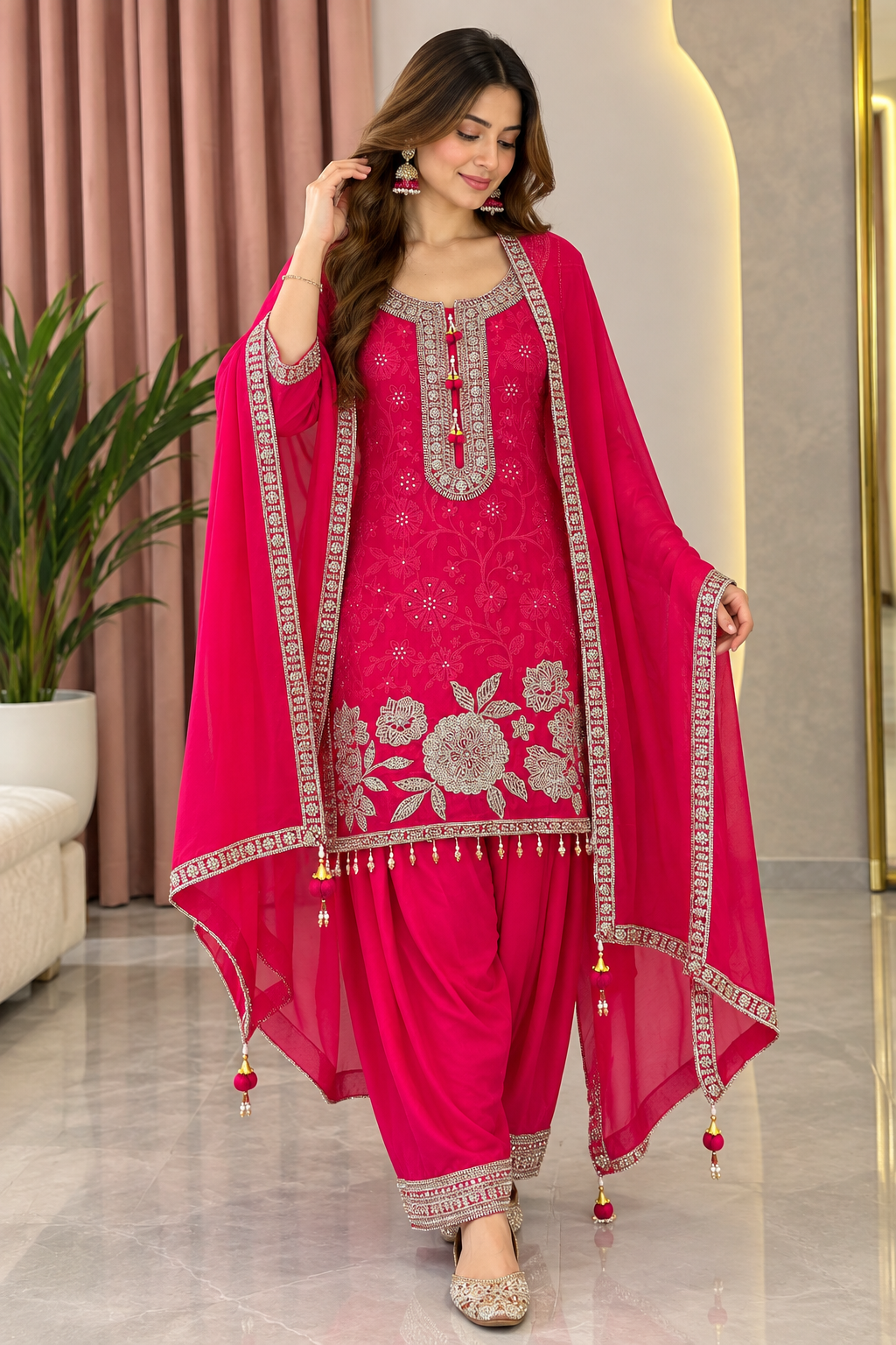 Trendy Farshi Suit Set With Heavy Handwork Detailing