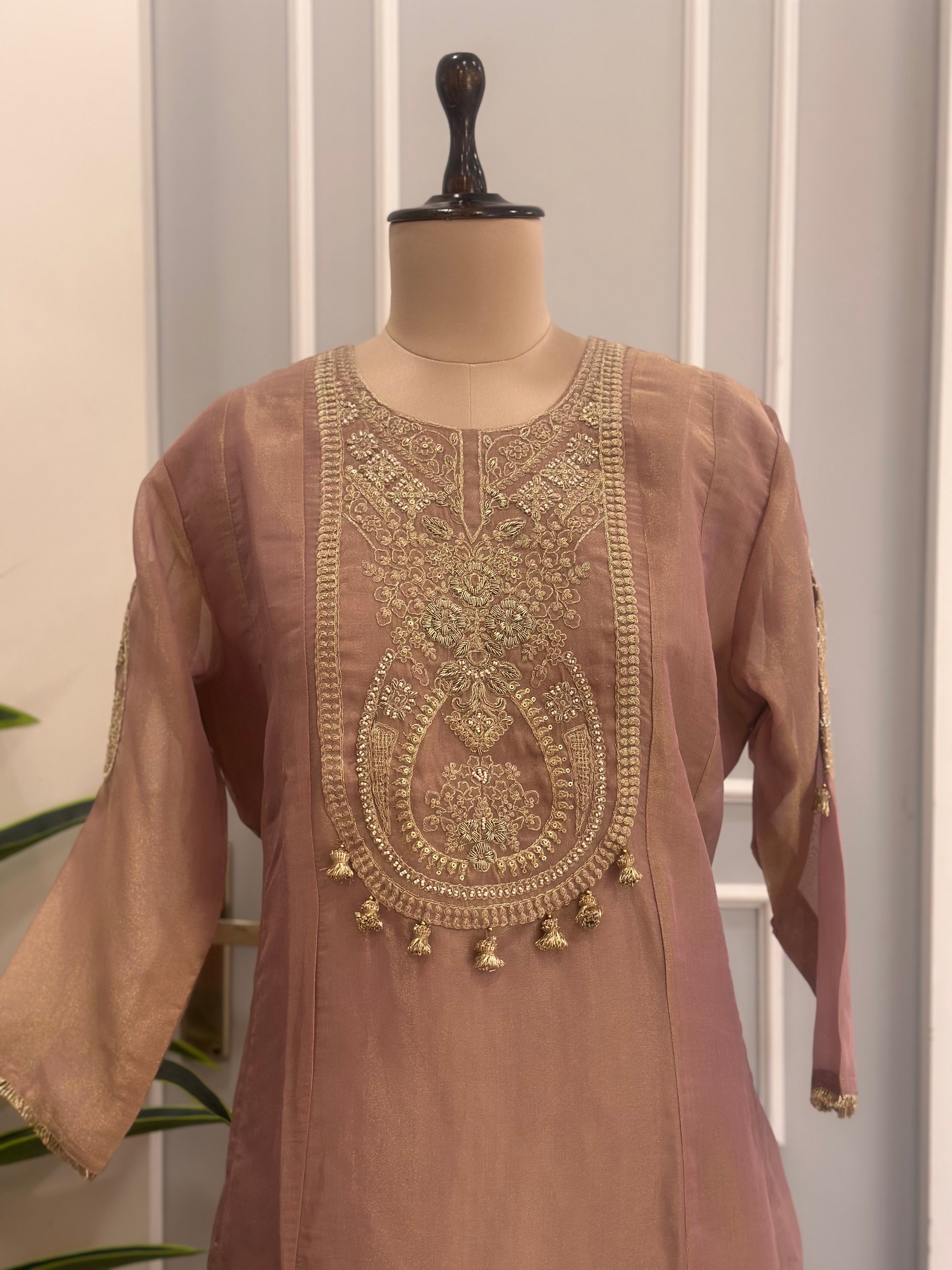 Pearl & Zardozi Work Straight Kurta Set