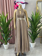Premium Indo-Western Halter Dress with Elegant Flare